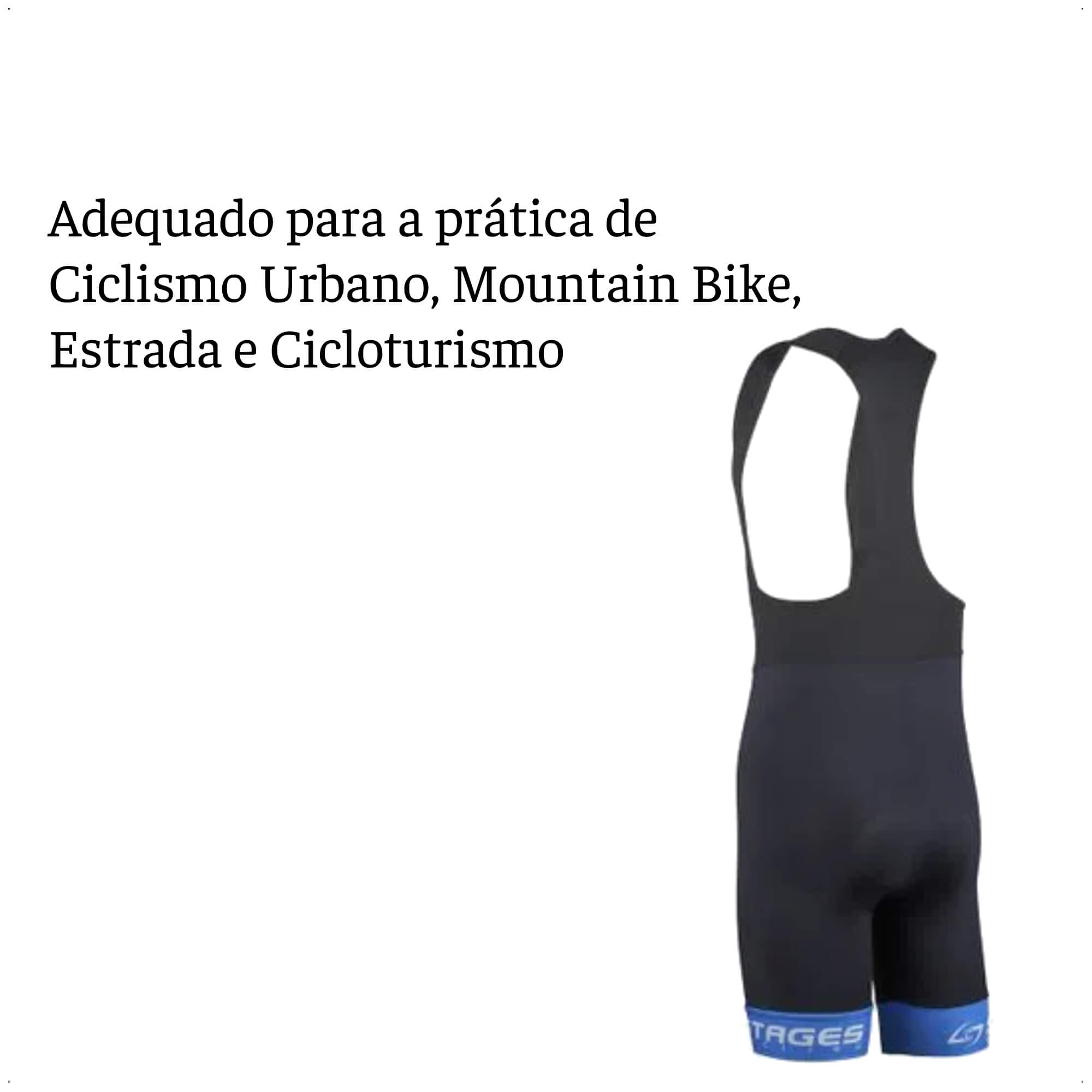 Bretelle de Ciclismo Stages Masculino Tam. G Preto Forro Bidensidade Proteção UV50+ Atrio - VB073