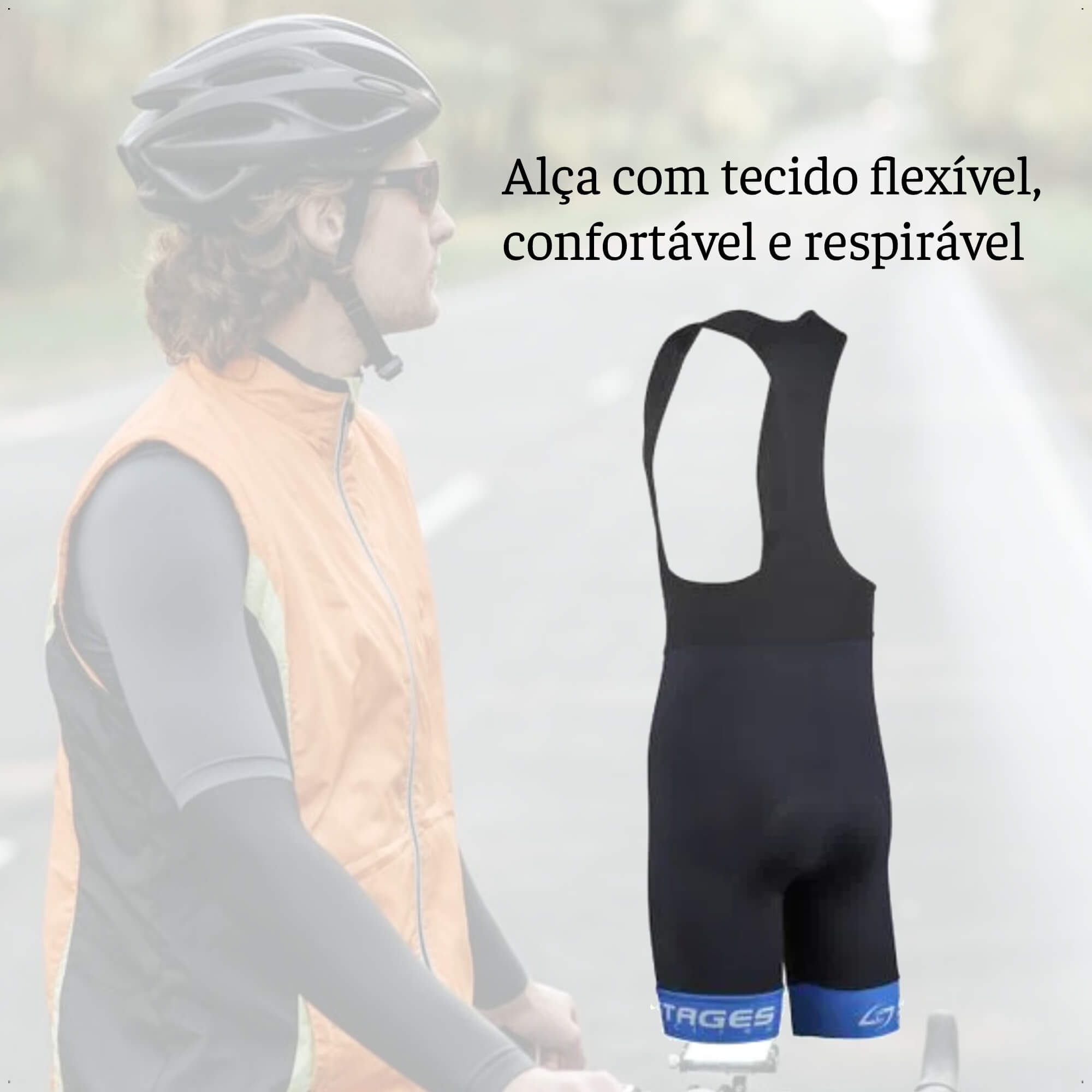 Bretelle de Ciclismo Stages Masculino Tam. G Preto Forro Bidensidade Proteção UV50+ Atrio - VB073