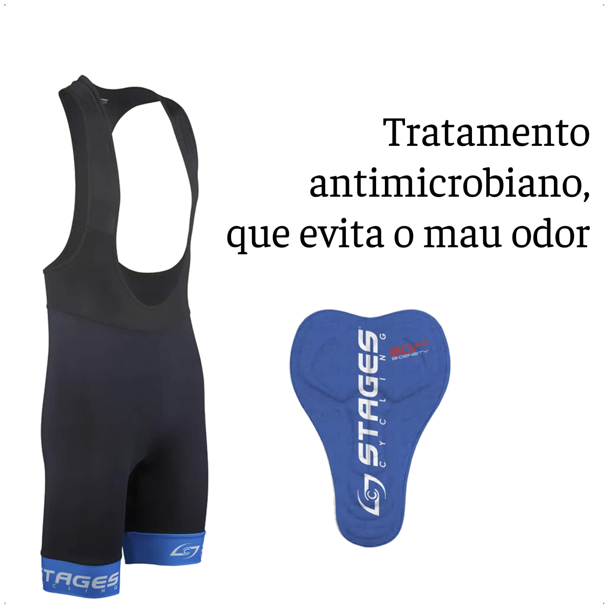 Bretelle de Ciclismo Stages Masculino Tam. G Preto Forro Bidensidade Proteção UV50+ Atrio - VB073
