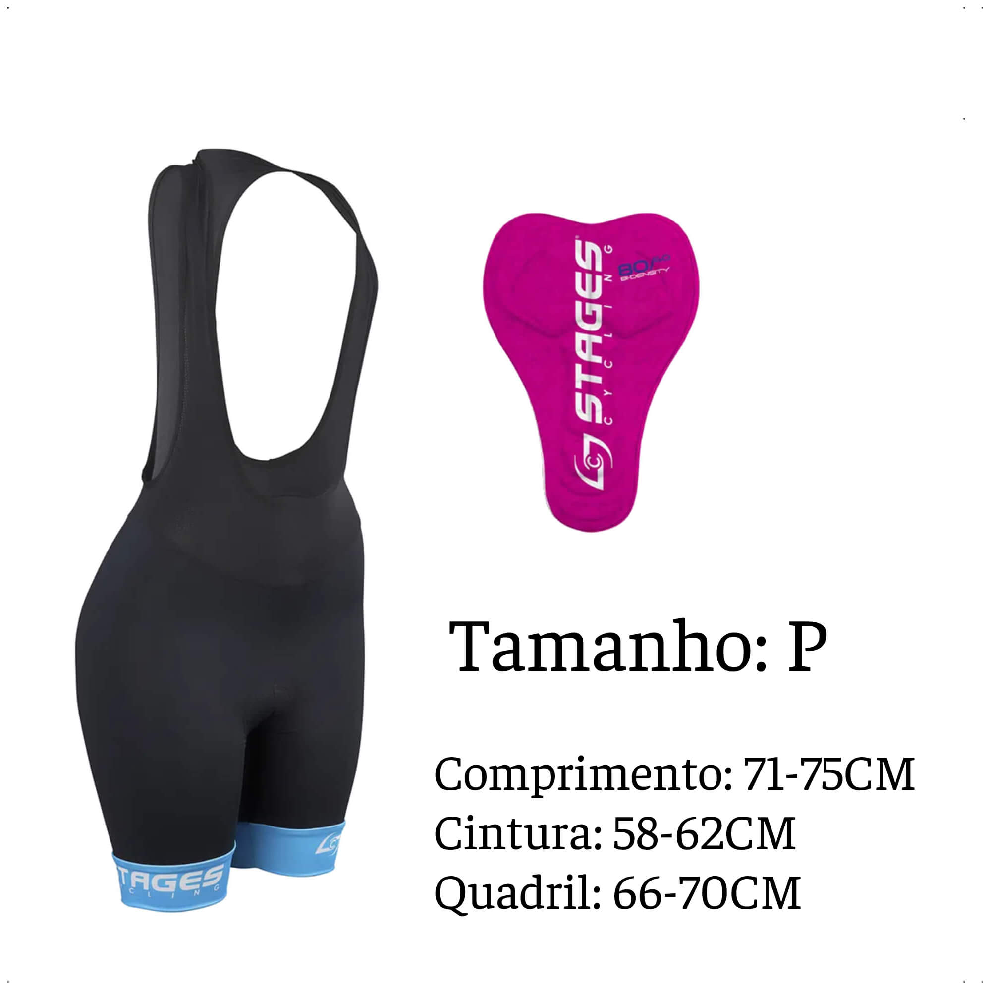 Bretelle de Ciclismo Stages Feminino Tam. P Preto Forro Bidensidade Proteção UV50+ Atrio - VB077