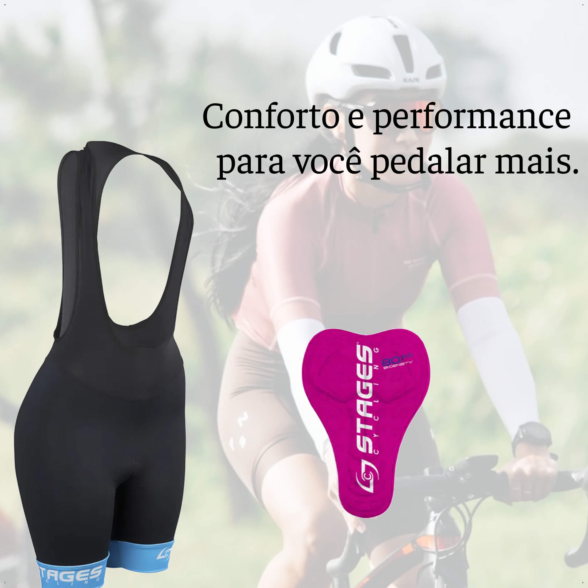 Bretelle de Ciclismo Stages Feminino Tam. P Preto Forro Bidensidade Proteção UV50+ Atrio - VB077