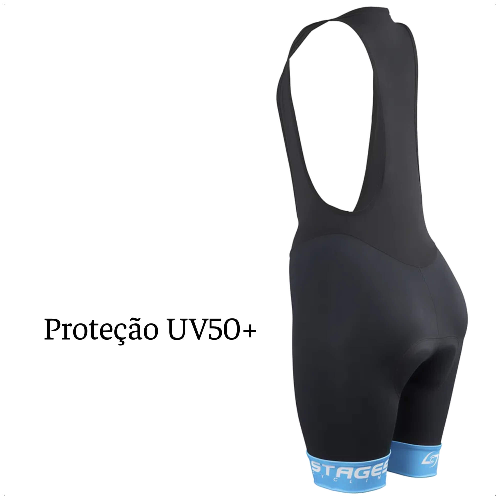 Bretelle de Ciclismo Stages Feminino Tam. M Preto Forro Bidensidade Proteção UV50+ Atrio - VB078