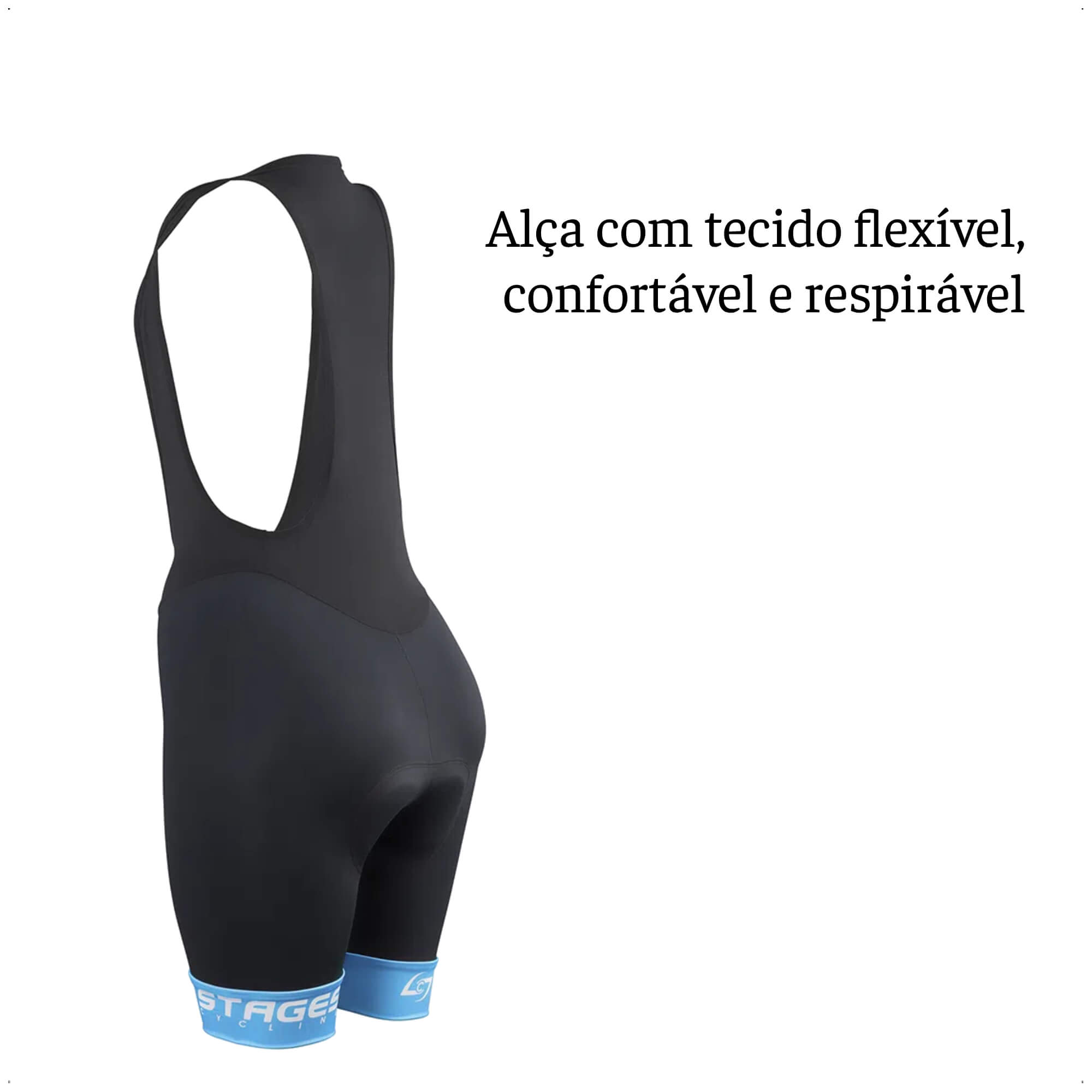 Bretelle de Ciclismo Stages Feminino Tam. M Preto Forro Bidensidade Proteção UV50+ Atrio - VB078