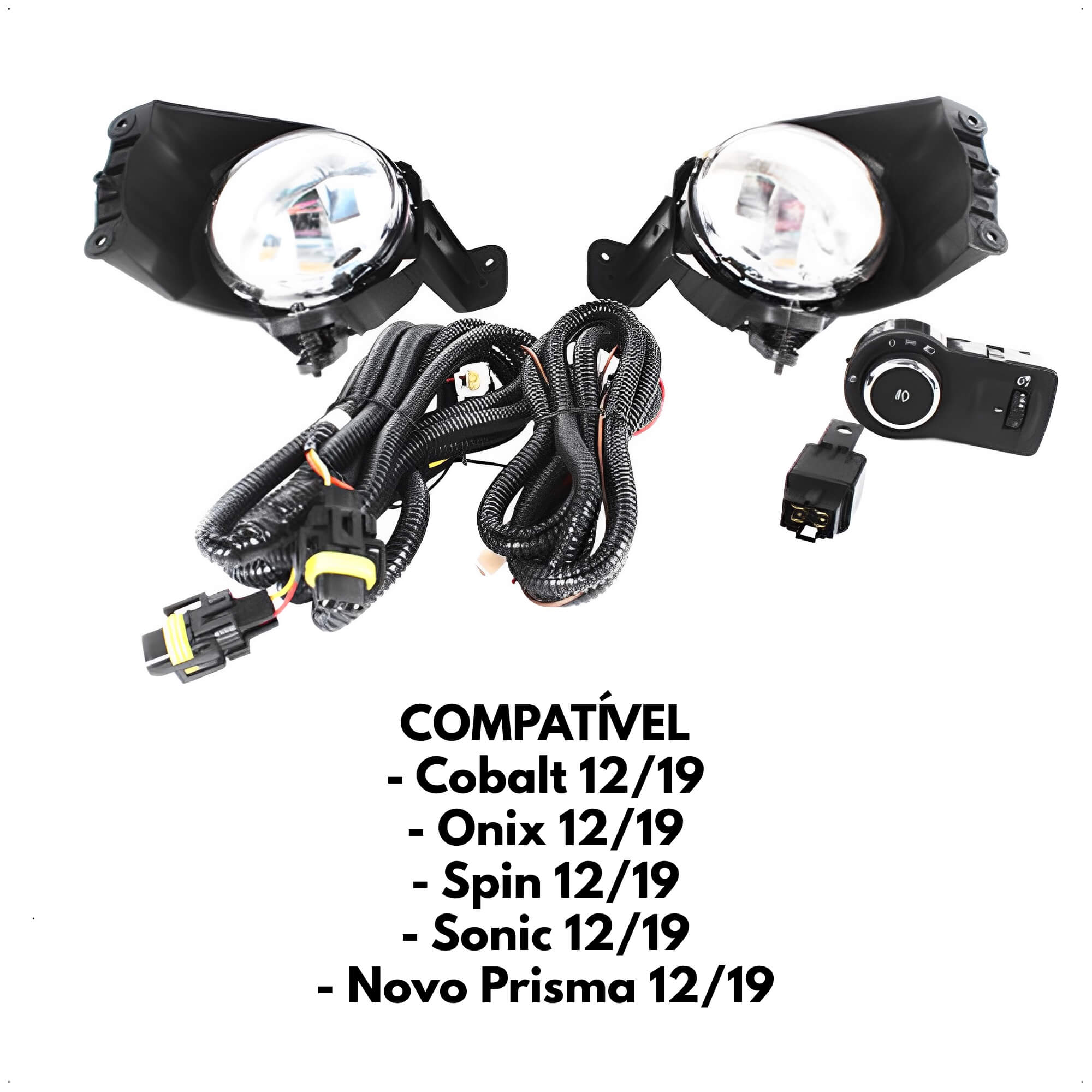 Kit de Farol Auxiliar GM Cobalt/Onix/Sonic/Spin 12 até 19 Botão Regulagem Shocklight -SL-040910 I