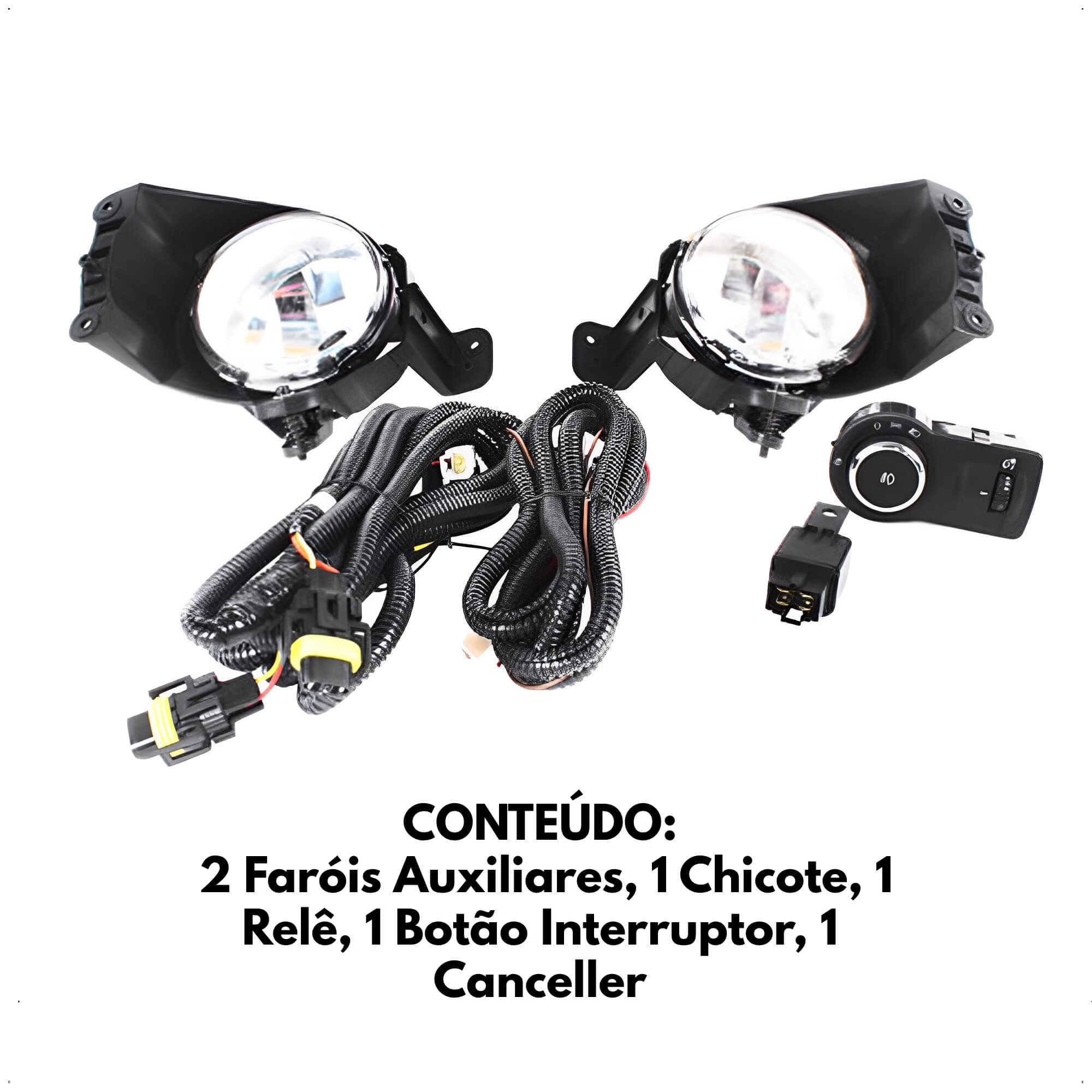 Kit de Farol Auxiliar GM Cobalt/Onix/Sonic/Spin 12 até 19 Botão Regulagem Shocklight -SL-040910 I