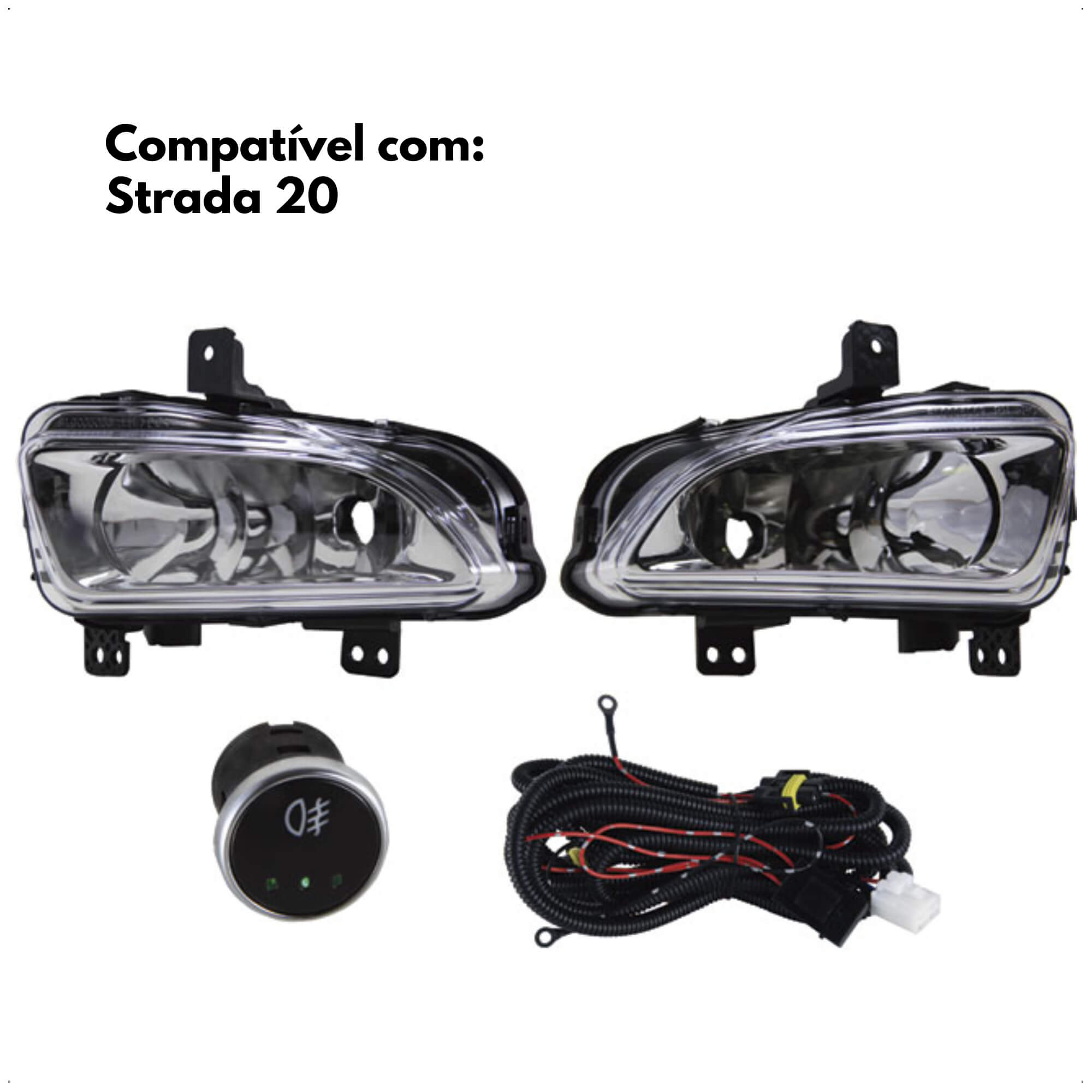 Kit de Farol Auxiliar Strada 2020 em diante Botão Modelo Universal Shocklight - SL-091810U