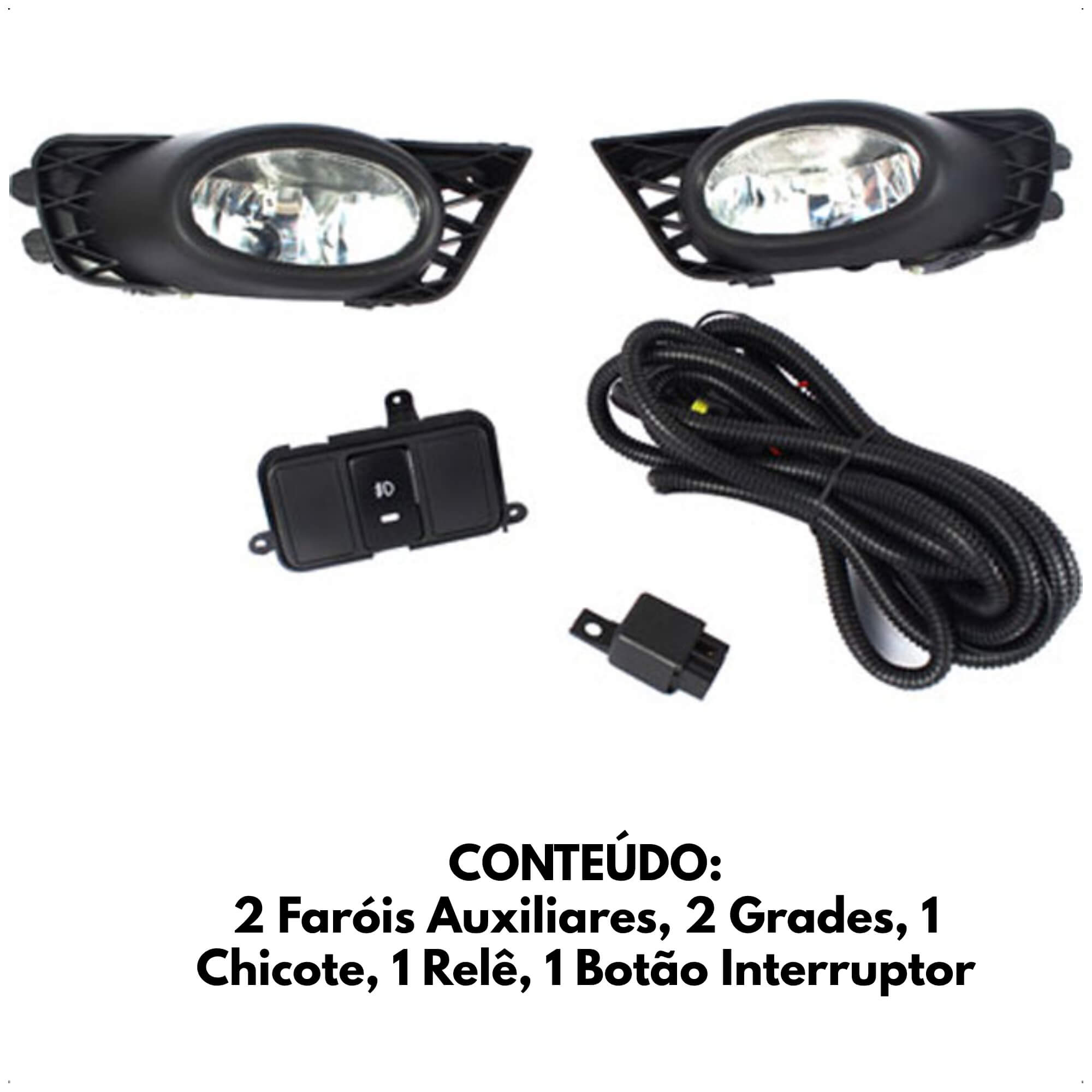 Kit Farol Auxiliar New Civic 2009 2010 2011 Botão Modelo Compatível Shocklight - SL-110210 I