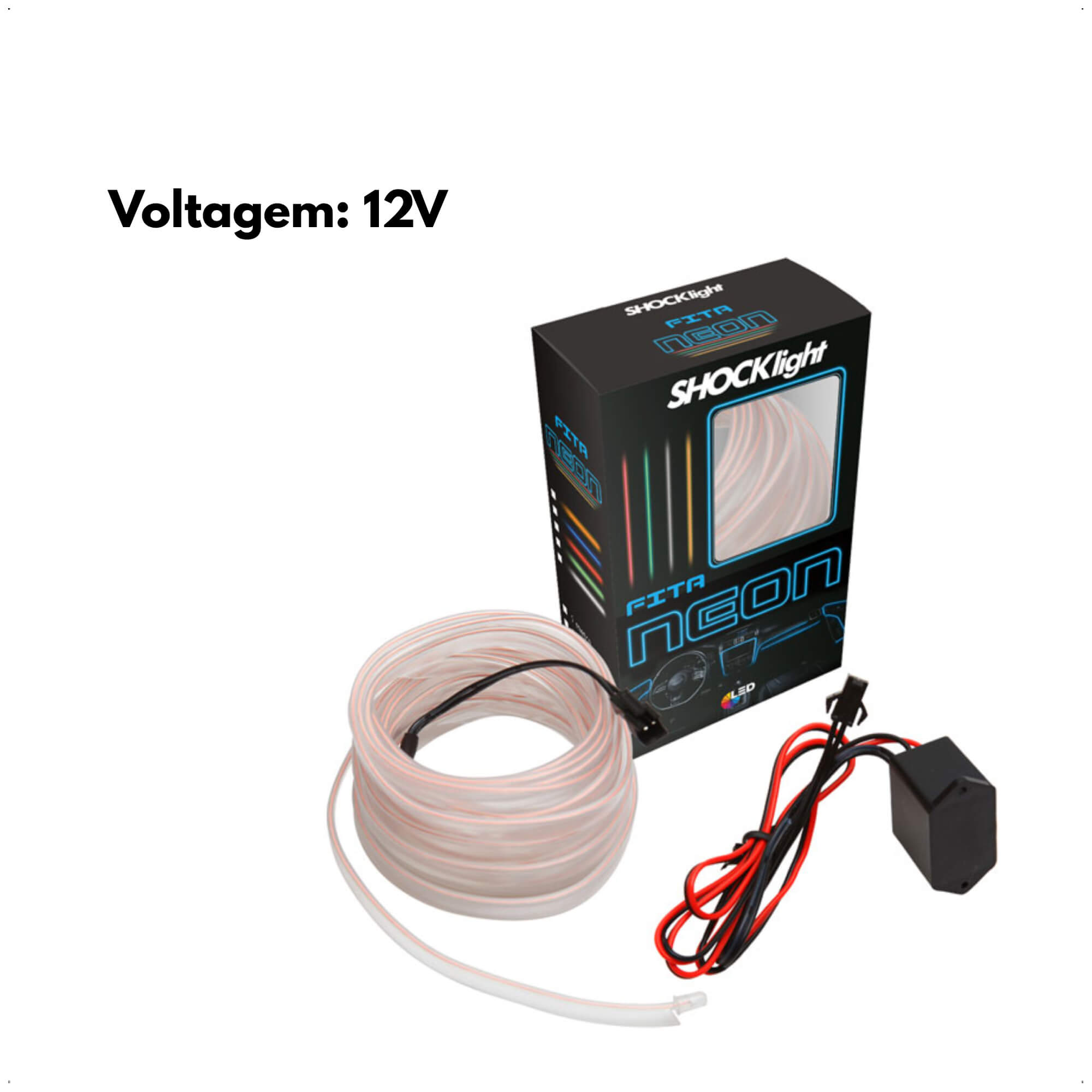 Fita Neon Branca Automotiva 1M Fibra Óptica Iluminação Automotivo Moderno Shocklight SL-FTBC-1