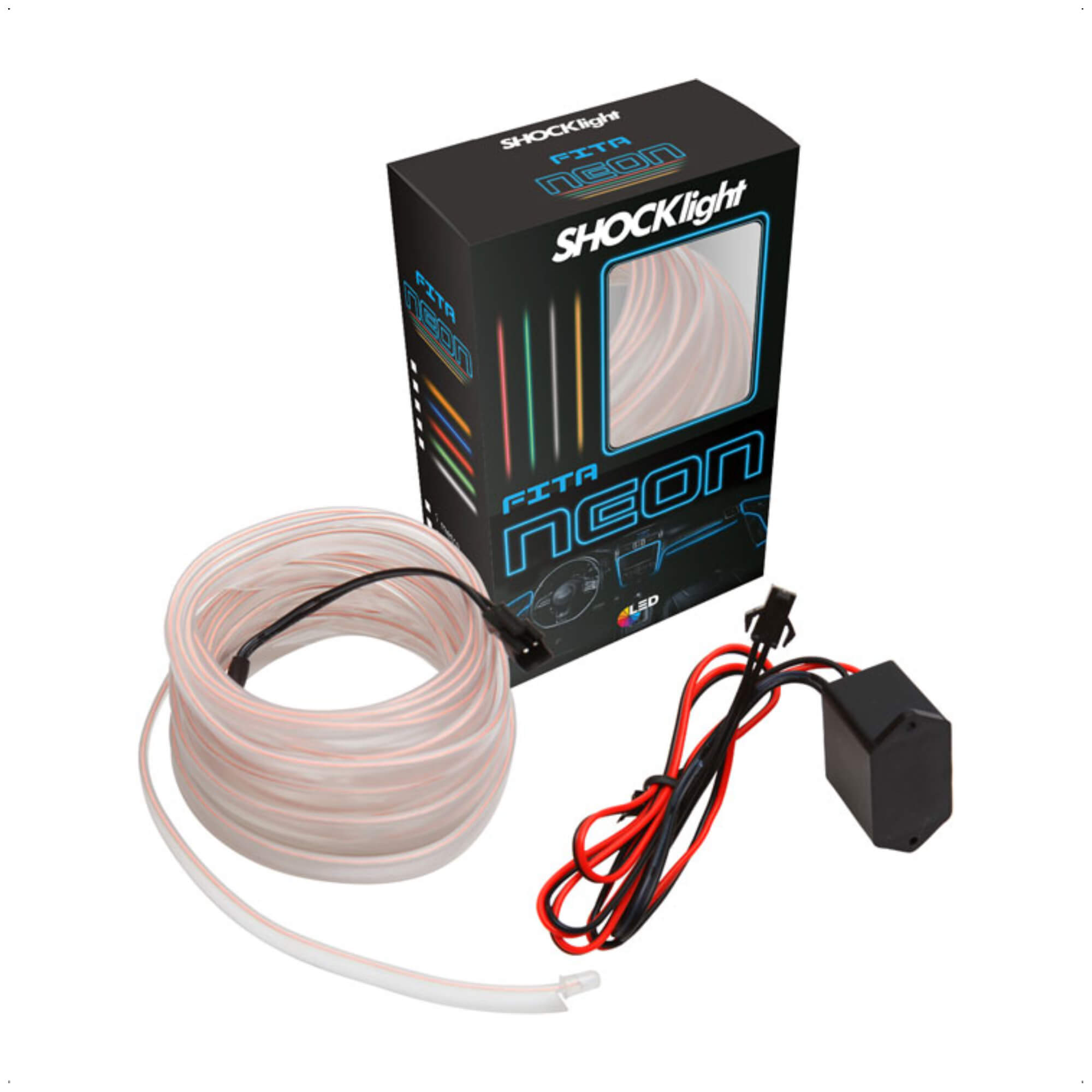 Fita Neon Branca Automotiva 2M Fibra Óptica Iluminação Automotivo Moderno Shocklight - SL-FTBC-2