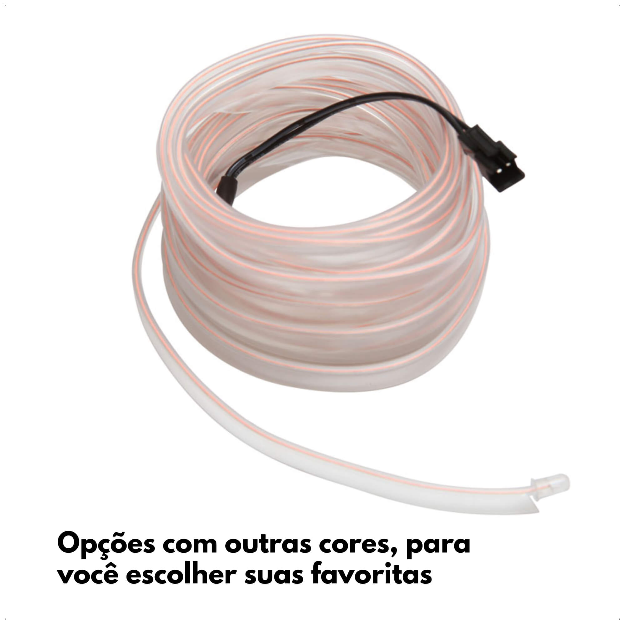 Fita Neon Branca Automotiva 3 Metros Fibra Óptica 12V Shocklight SL-FTBC-3