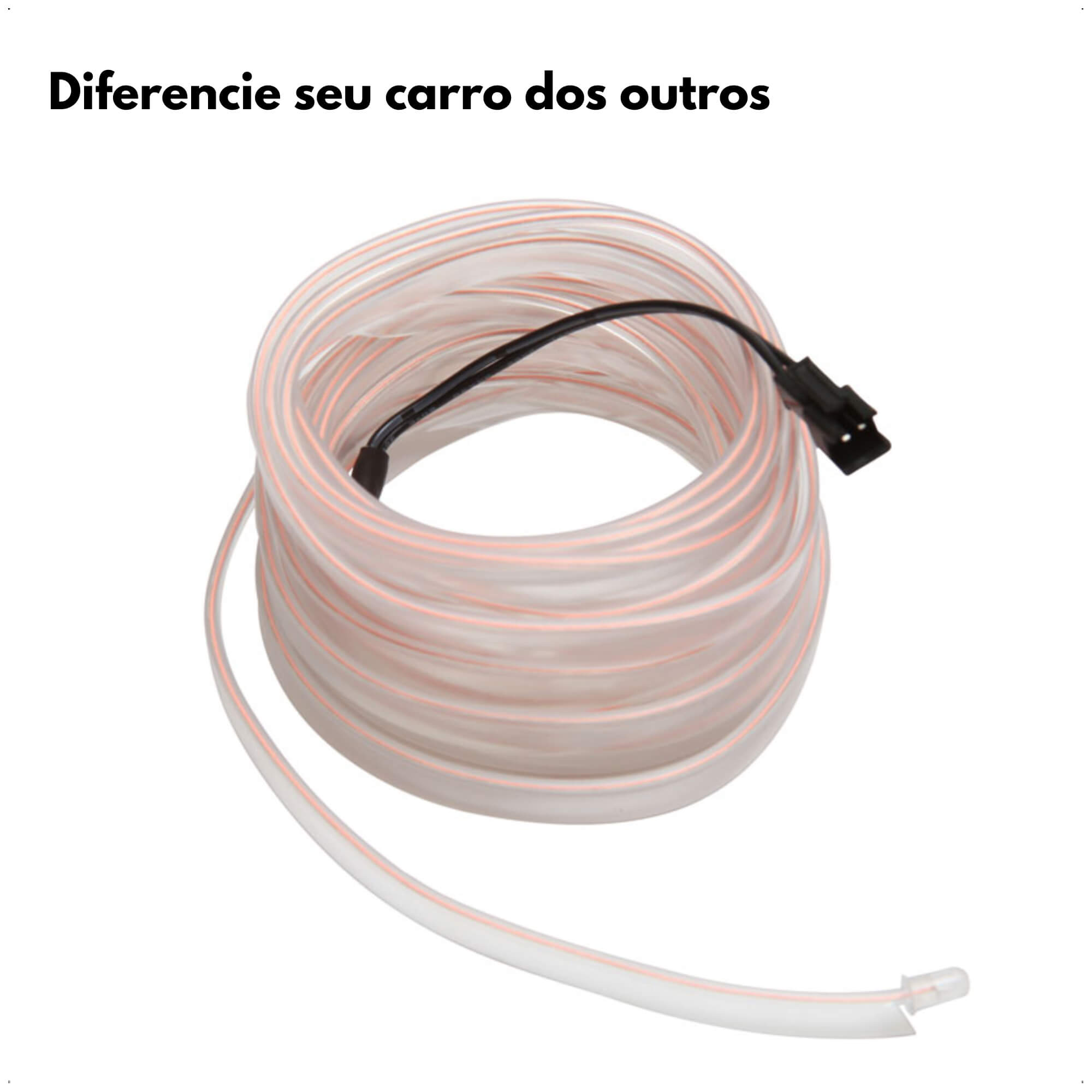Fita Neon Branca Automotiva 3 Metros Fibra Óptica 12V Shocklight SL-FTBC-3
