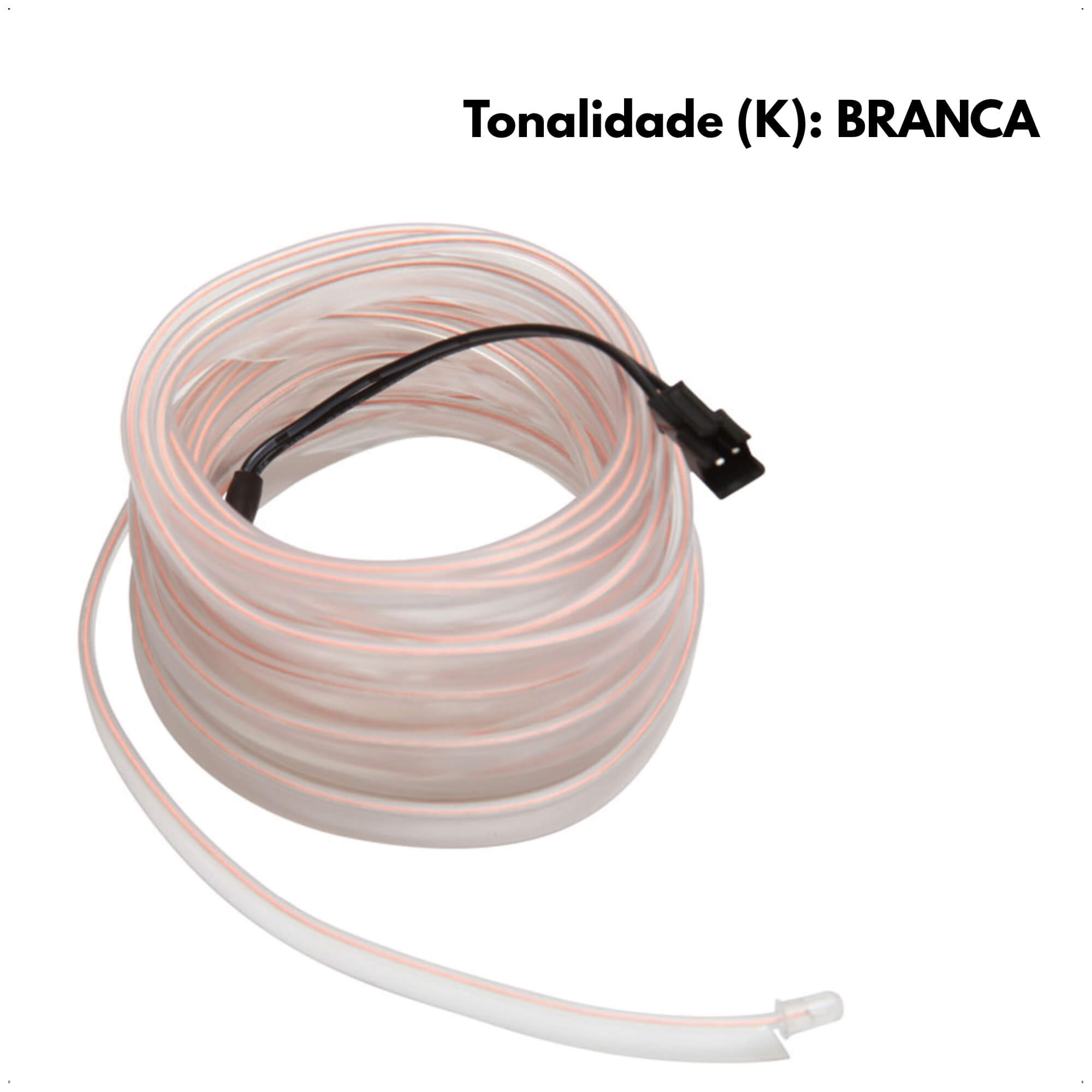 Fita Neon Branca Automotiva 5 Metros 12V Fibra Óptica Shocklight - SL-FTBC-5