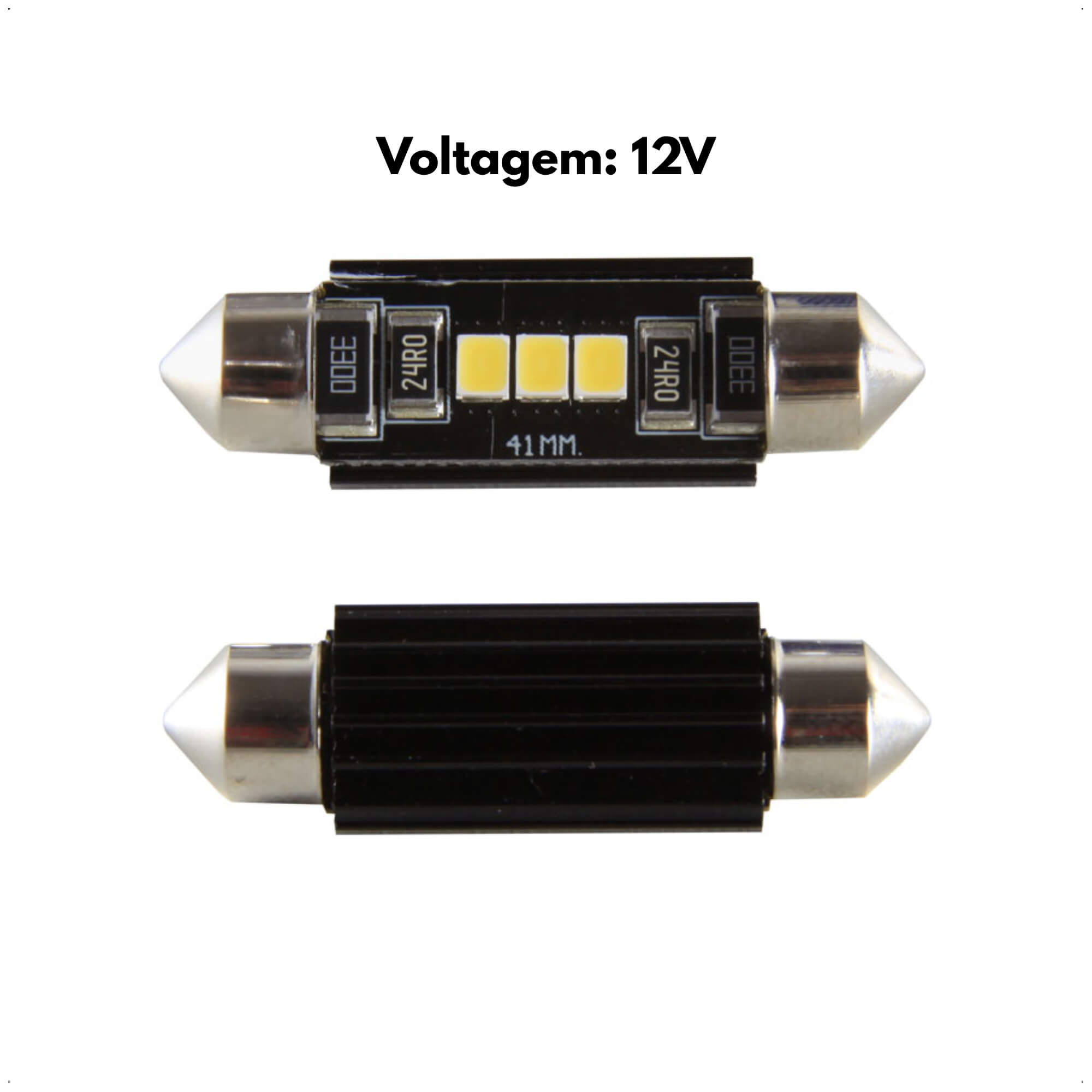 Lâmpada LED Torpedo 42MM 3 SMD 2835 6000K 12V 400 Lumens Alumínio IP65 Shocklight - SLL-1242