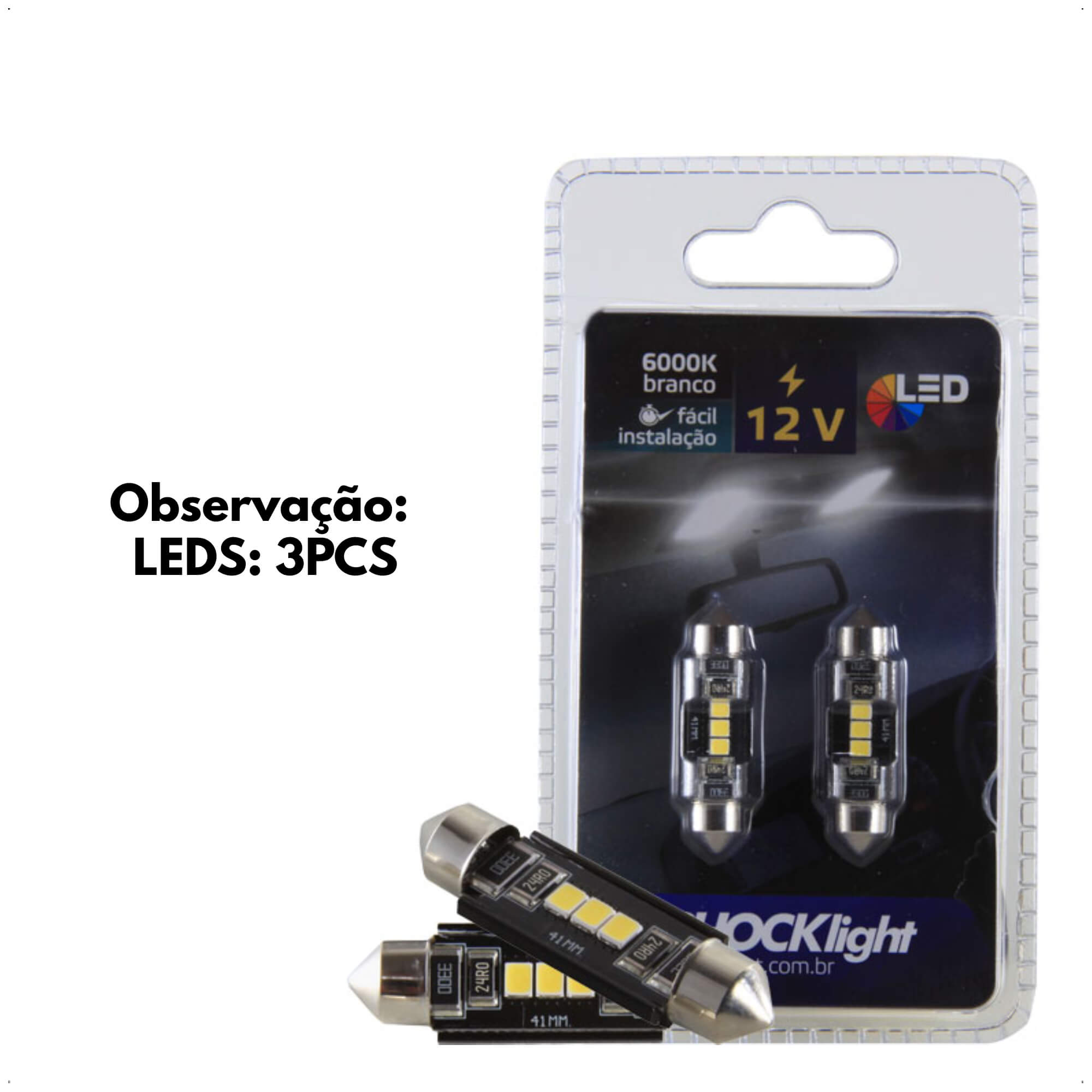 Lâmpada LED Torpedo 42MM 3 SMD 2835 6000K 12V 400 Lumens Alumínio IP65 Shocklight - SLL-1242