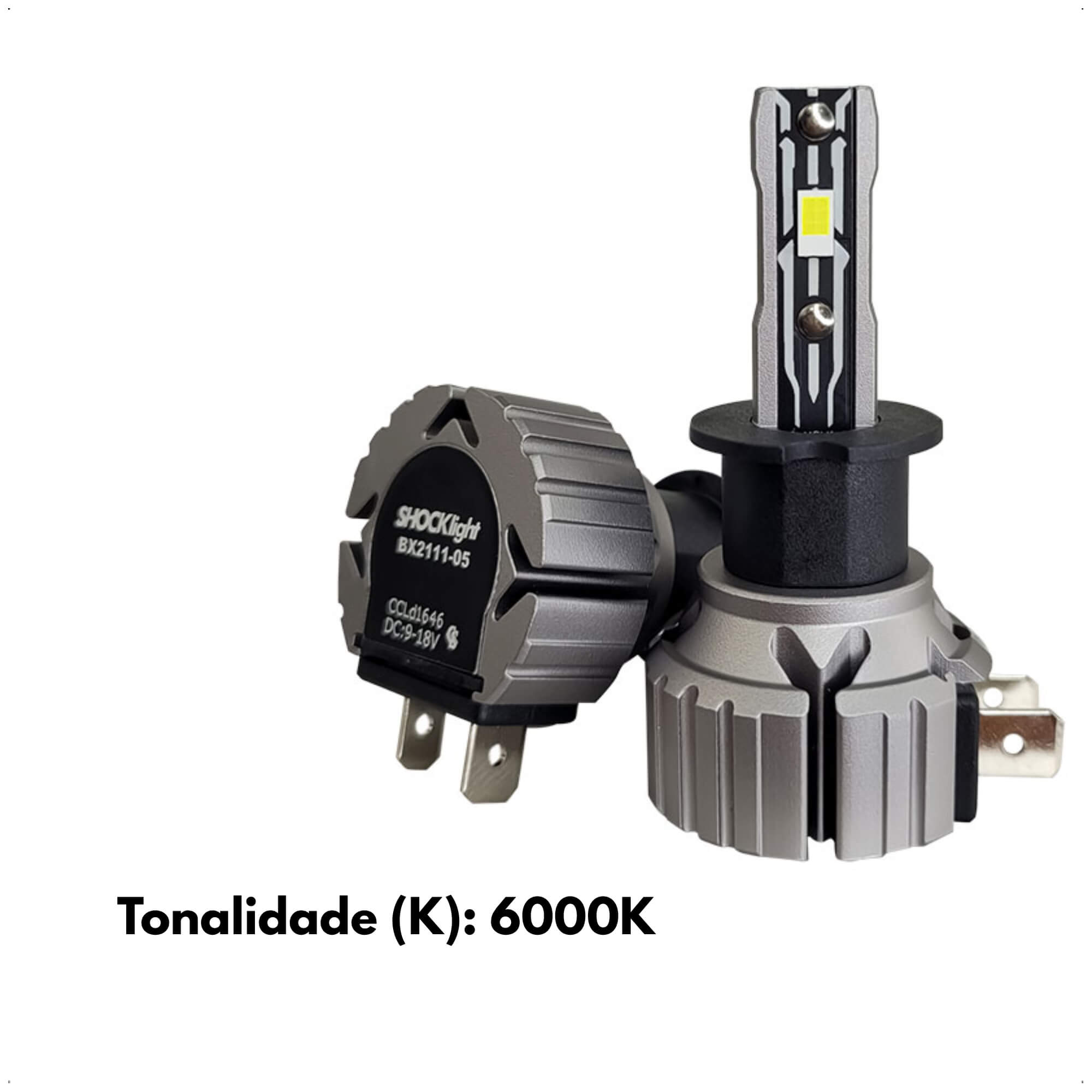 Par de Lâmpadas Ultra LED S16 Nano H3 6000K 12V 40W 4200 Lumens Shocklight -  SLL-160003