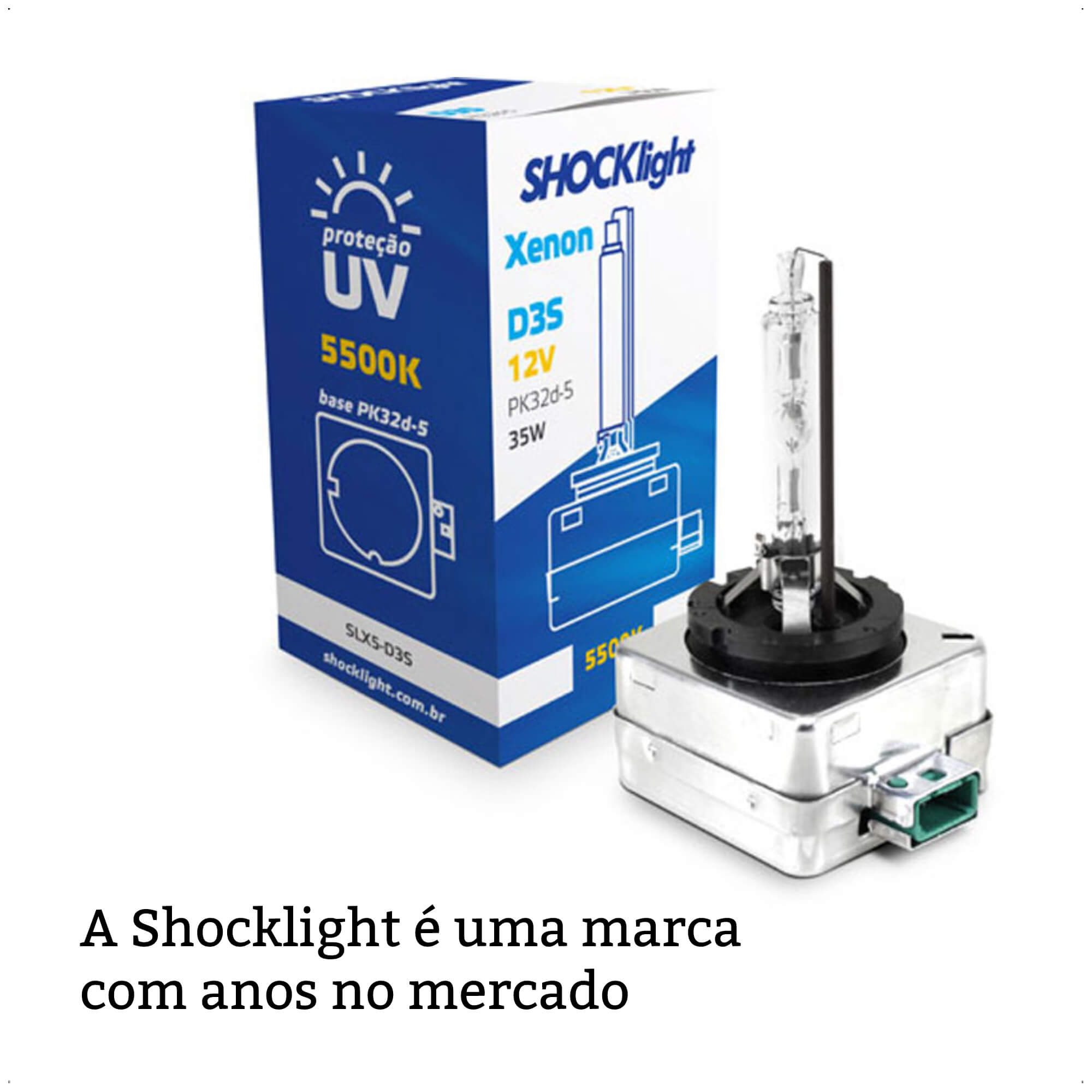 Lâmpada Xenon D3S Encaixe PK32d 5500K 35W 12V Shocklight - SLX5-D3S