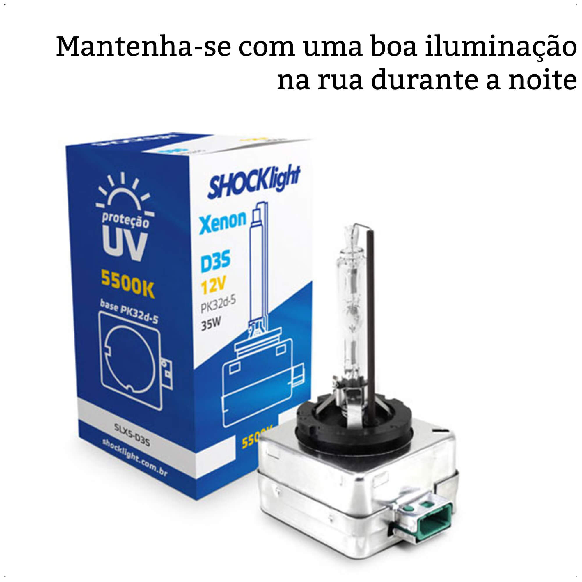 Lâmpada Xenon D3S Encaixe PK32d 5500K 35W 12V Shocklight - SLX5-D3S
