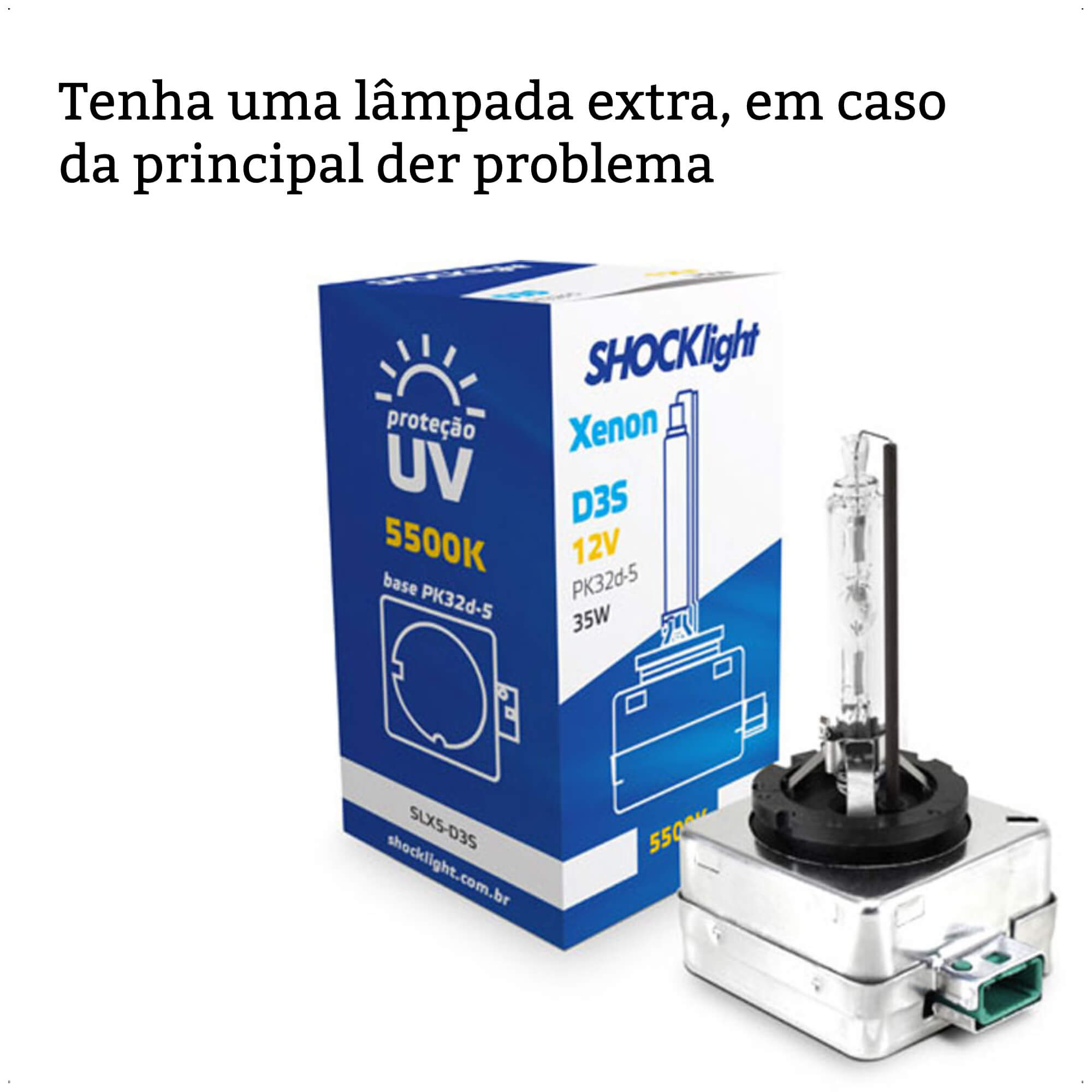 Lâmpada Xenon D3S Encaixe PK32d 5500K 35W 12V Shocklight - SLX5-D3S