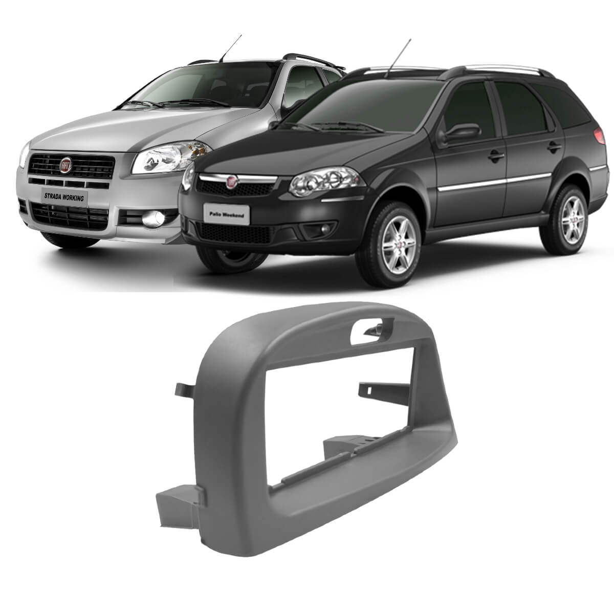 Moldura 1Din Cinza Palio/Siena/Strada/Weekend/Fire Economy Alojamento p/ Relógio Expex EPX FT-570