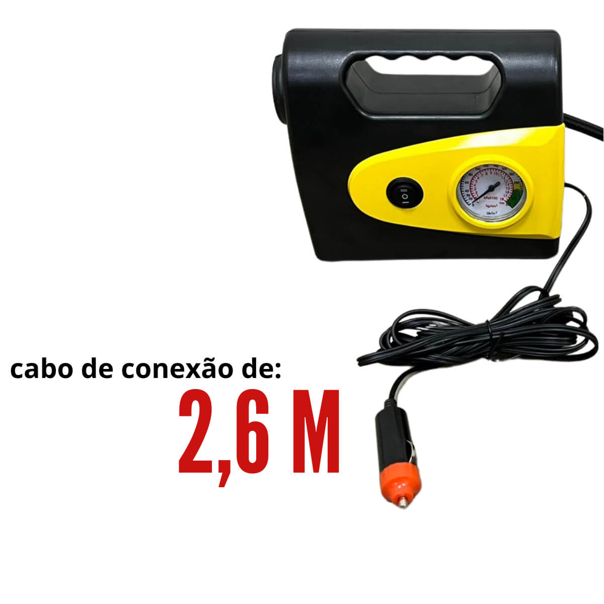 Mini Compressor de Ar Automotivo 12V 260PSI 18L/MIN ImportWay IWMCA26018