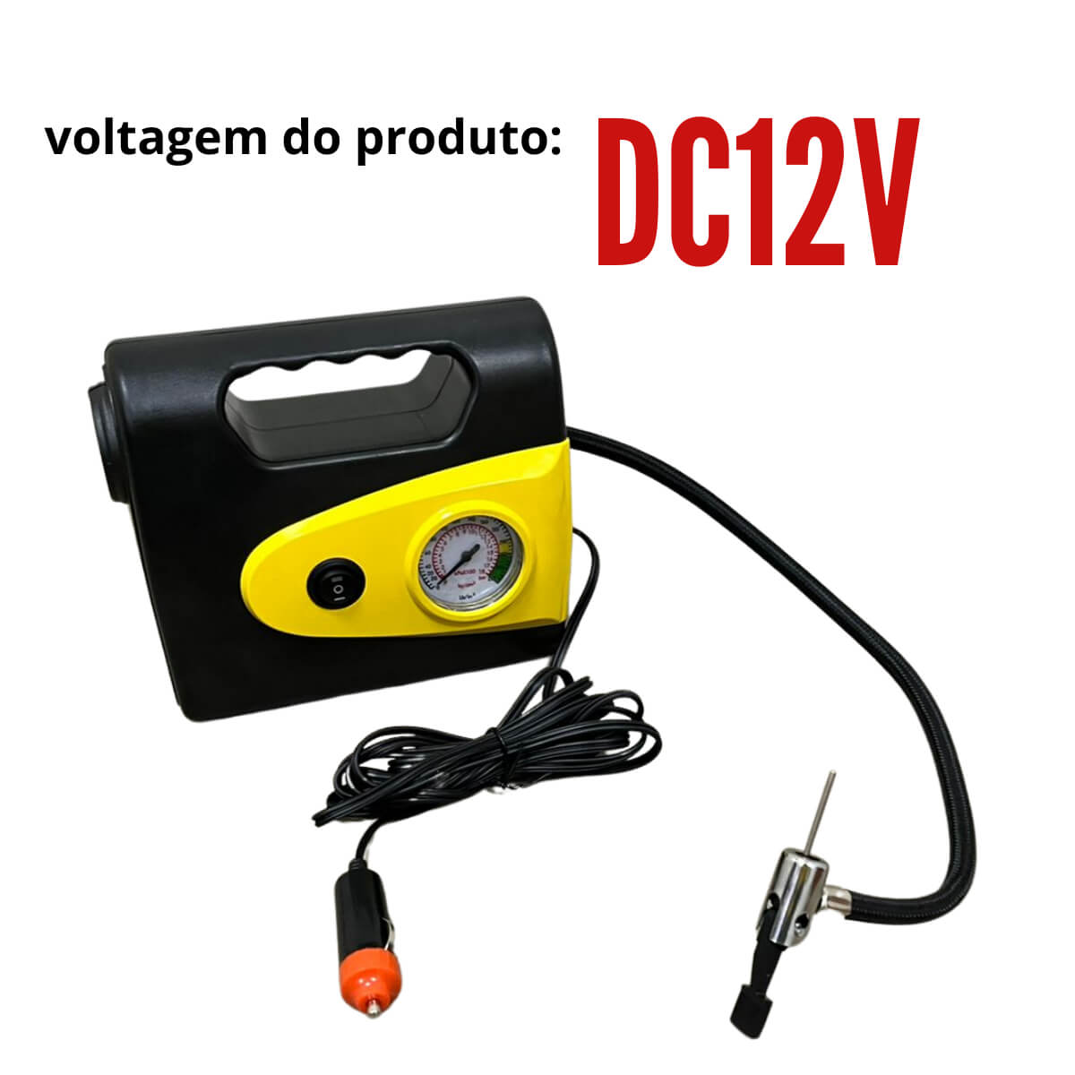 Mini Compressor de Ar Automotivo 12V 260PSI 18L/MIN ImportWay IWMCA26018