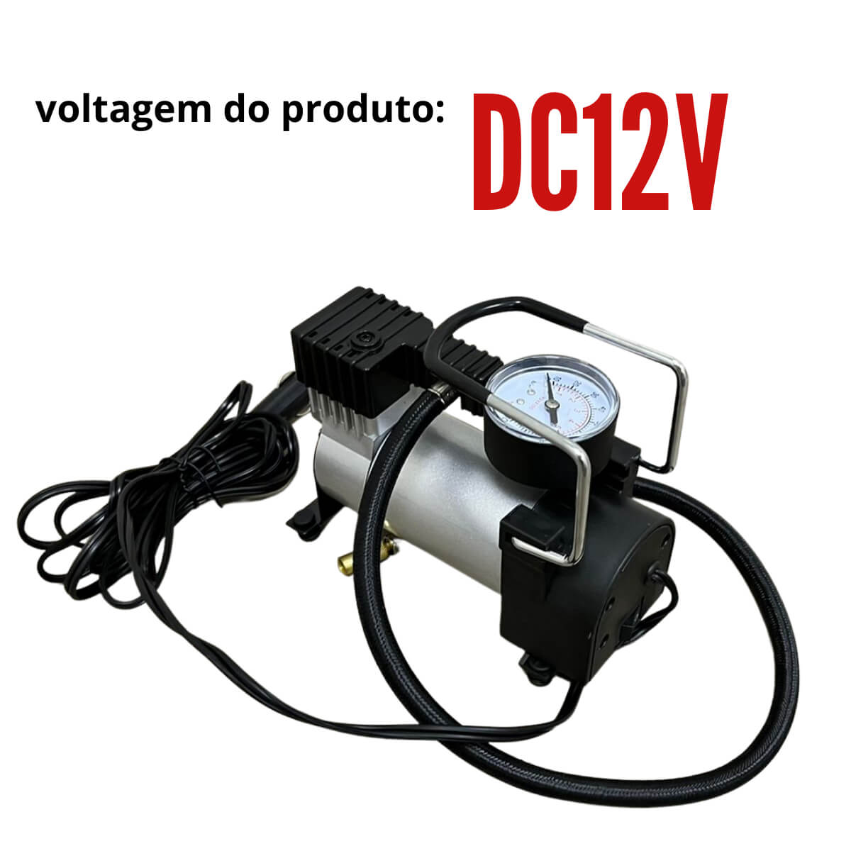 Mini Compressor de Ar Automotivo 100PSI 20L/MIN Importway IWMCA10020