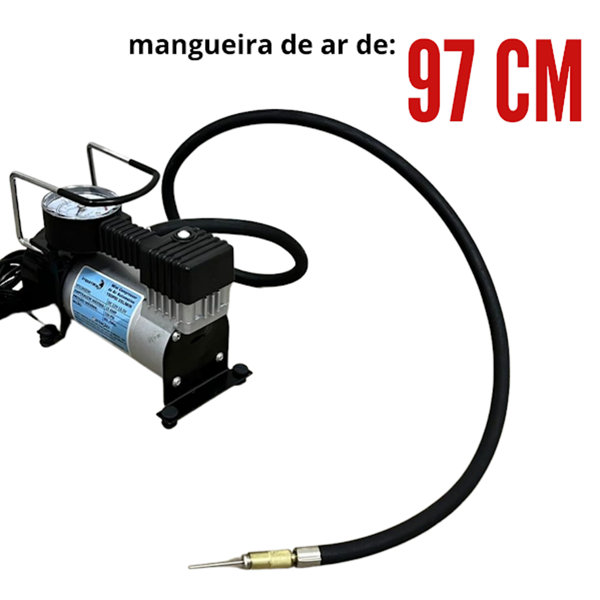 Mini Compressor de Ar Automotivo 150psi 35L/min 12V Importway - IWMCA15035