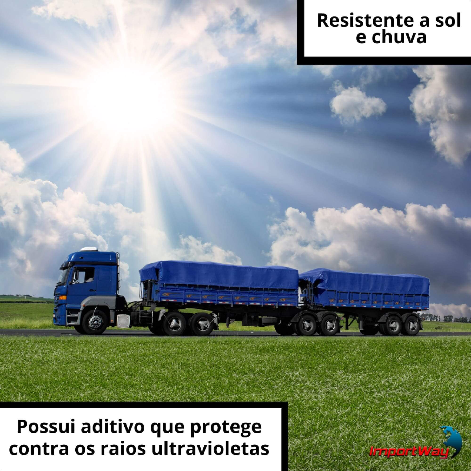Lona Plástica Encerado Polietileno Impermeável Fio Sintético Multiuso 3mx2m Azul Importway IWLP32