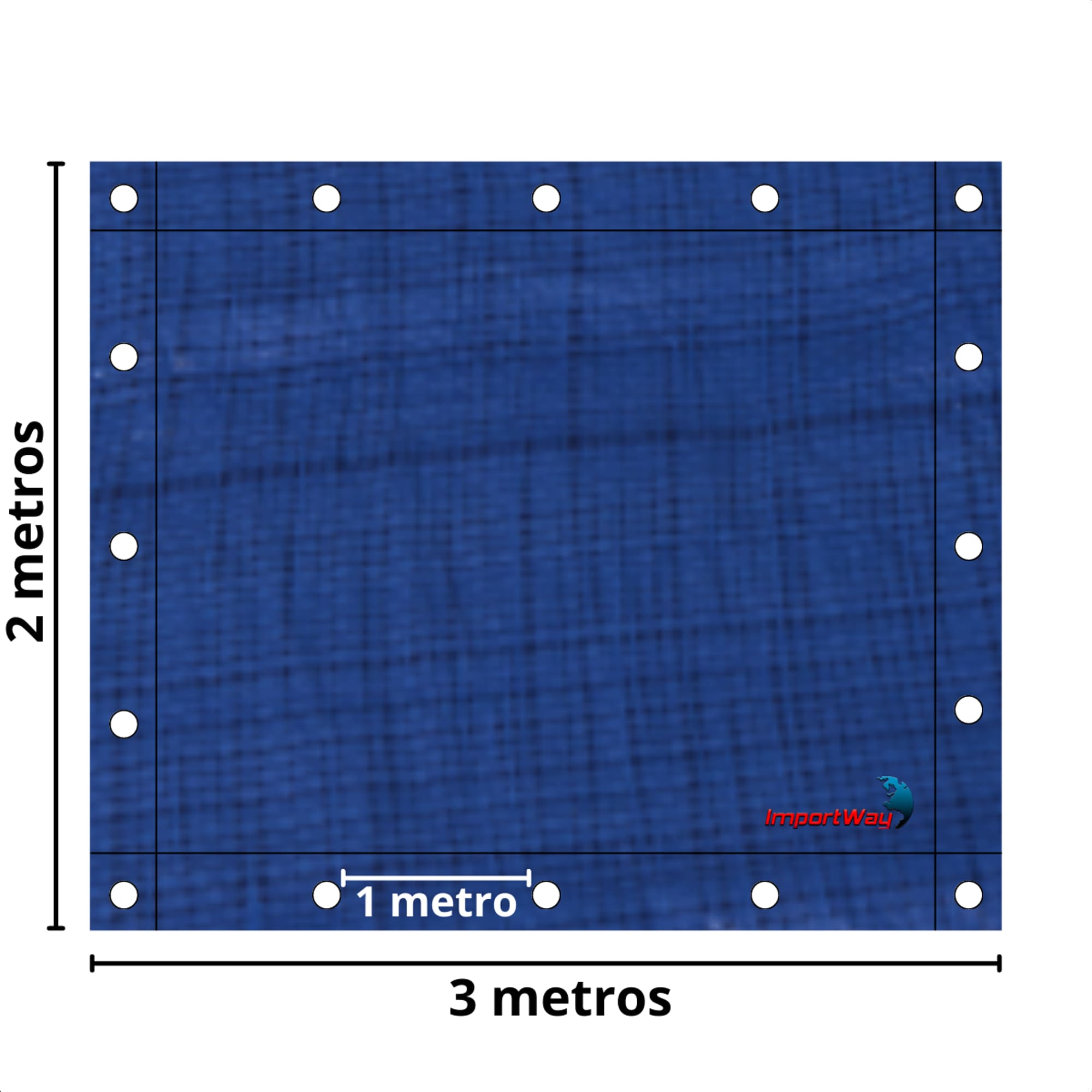 Lona Plástica Encerado Polietileno Impermeável Fio Sintético Multiuso 3mx2m Azul Importway IWLP32