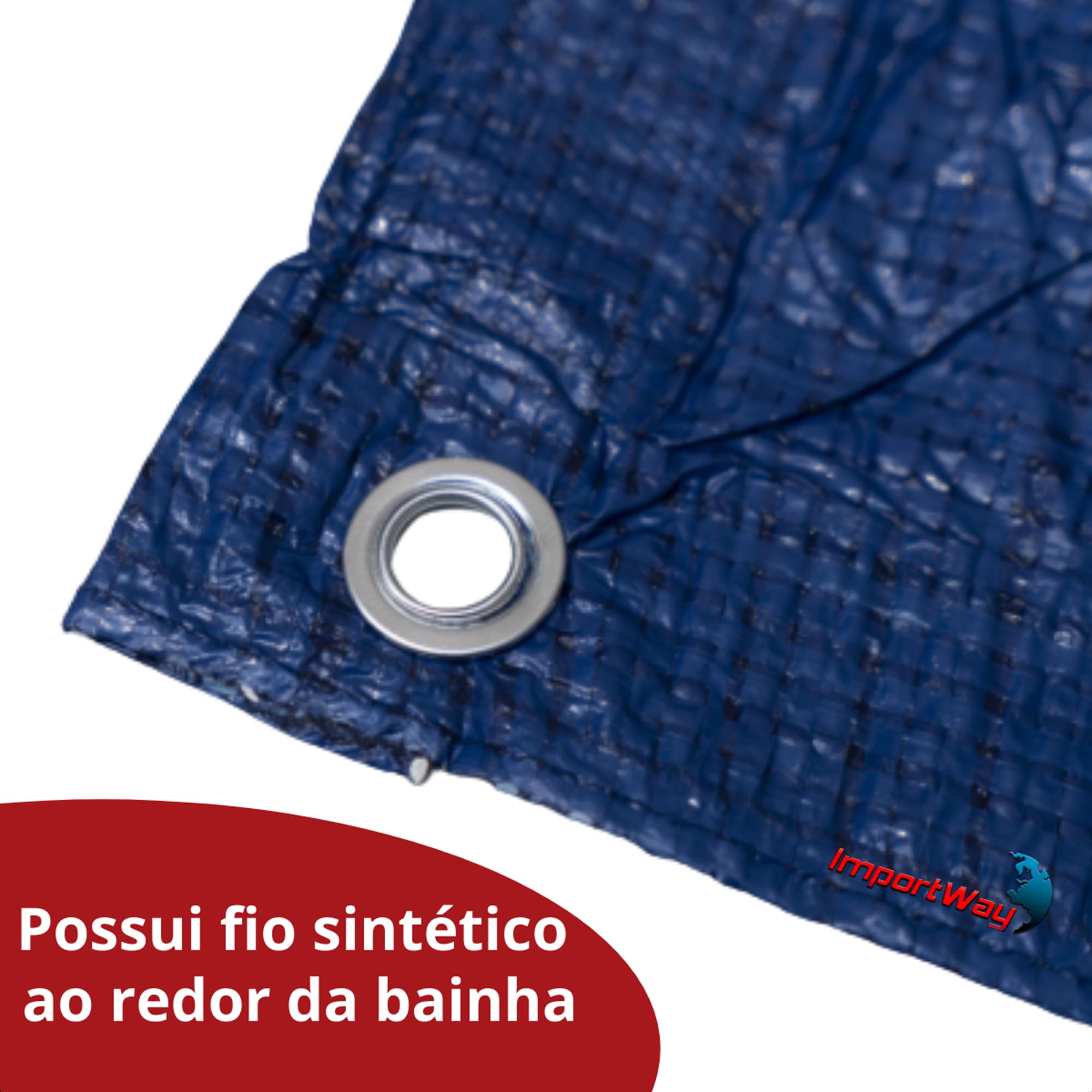 Lona Plástica Encerado Polietileno Impermeável Fio Sintético Multiuso 3mx2m Azul Importway IWLP32
