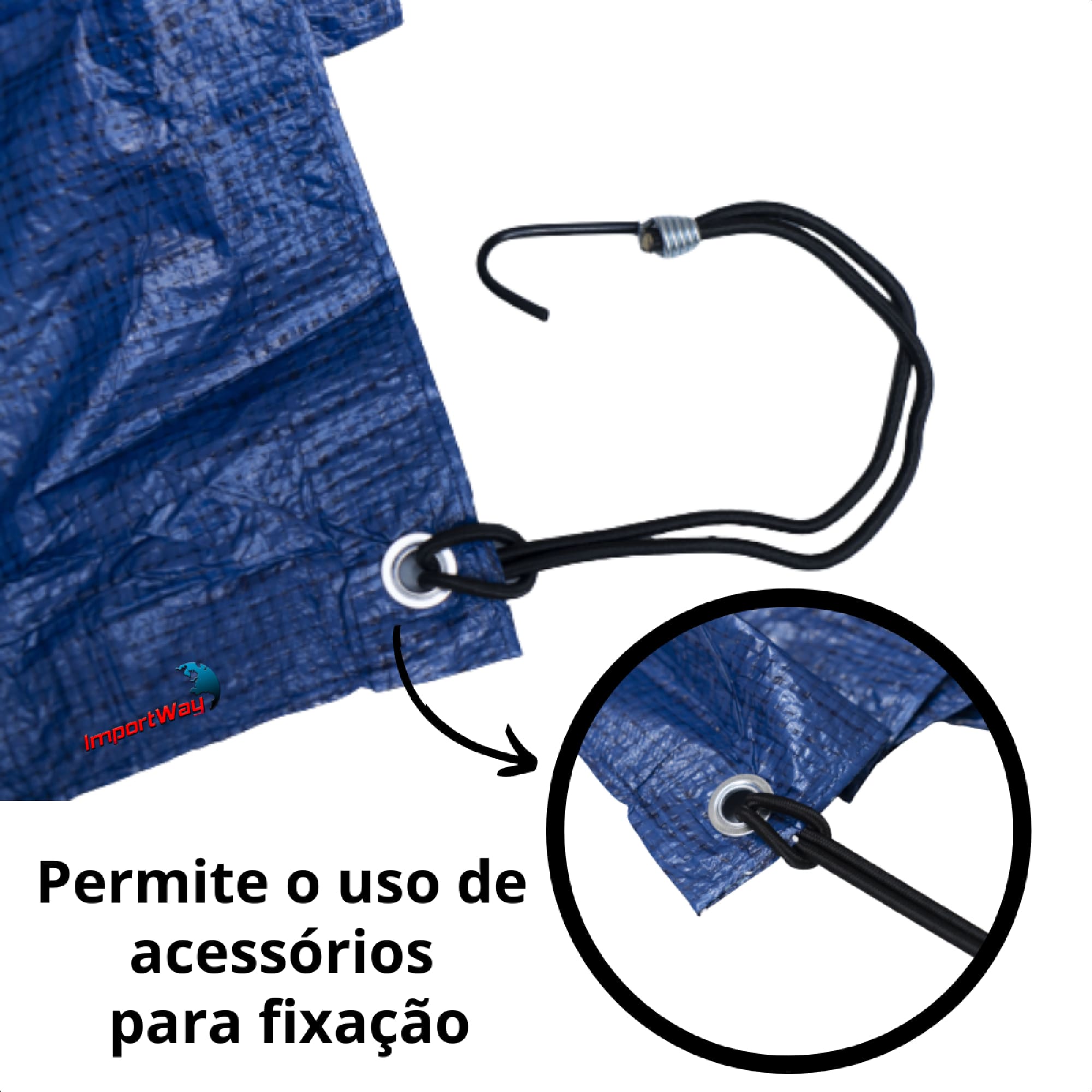 Lona Plástica Encerado Polietileno Impermeável Fio Sintético Multiuso 3mx2m Azul Importway IWLP32