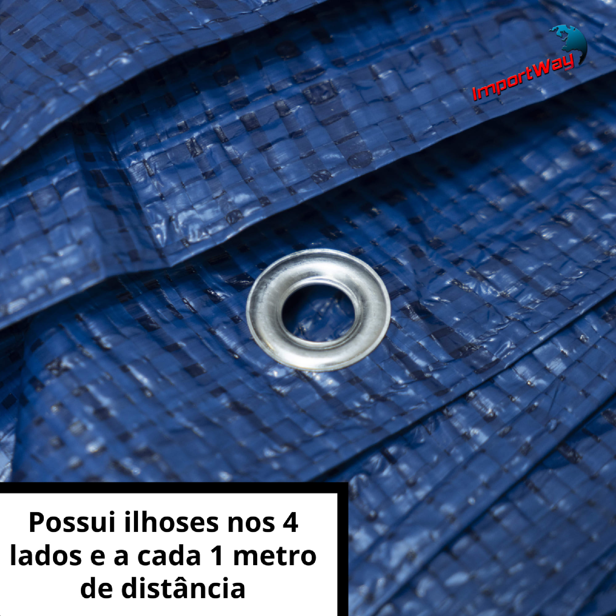 Lona Plástica Encerado Polietileno Impermeável Fio Sintético Multiuso 3mx2m Azul Importway IWLP32