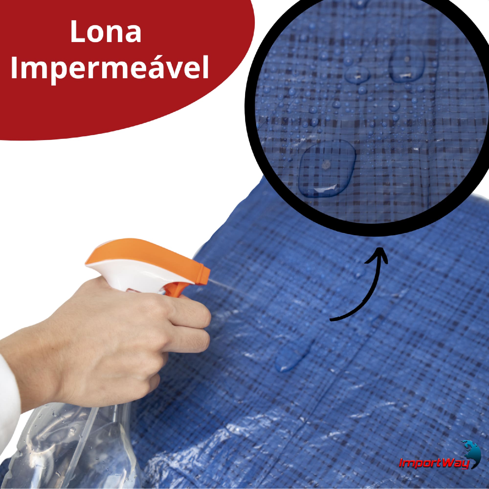 Lona Plástica Encerado Polietileno Impermeável Fio Sintético Multiuso 3mx2m Azul Importway IWLP32