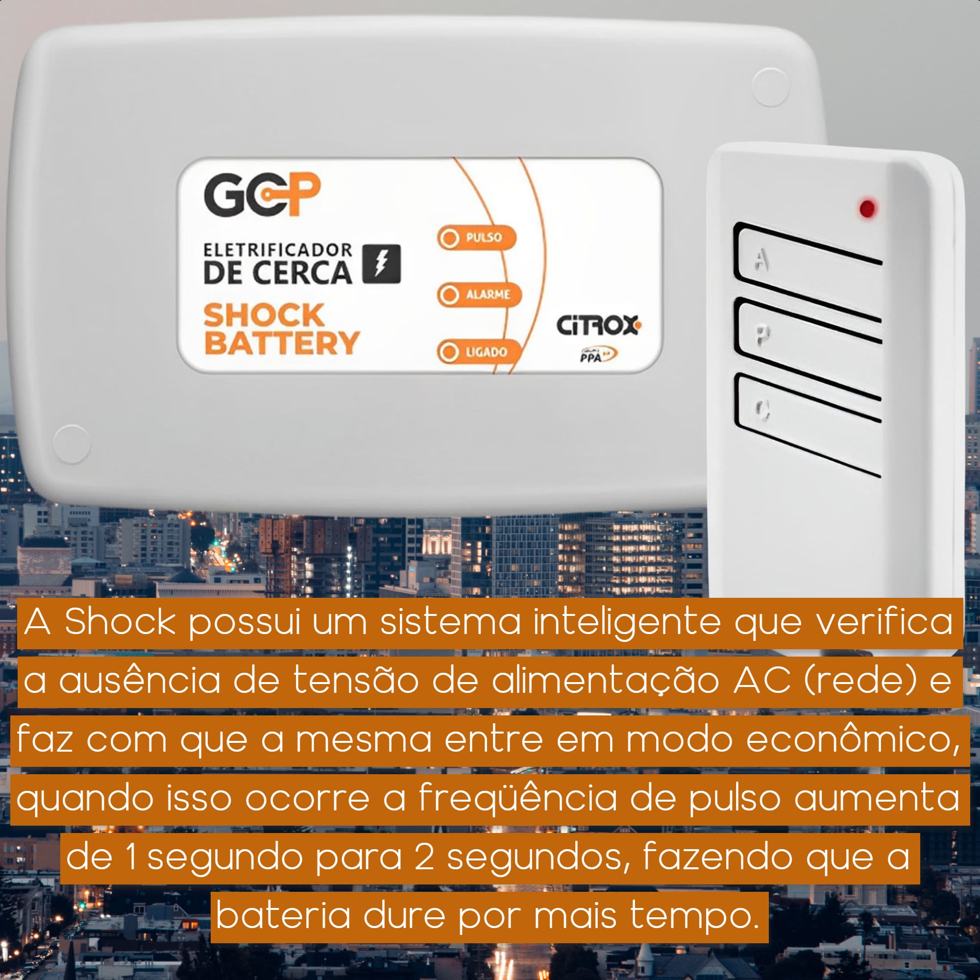 Central Cerca Elétrica Shock Battery 10000V c/ Bateria Li-ion e Sirene Citrox PPA -10767