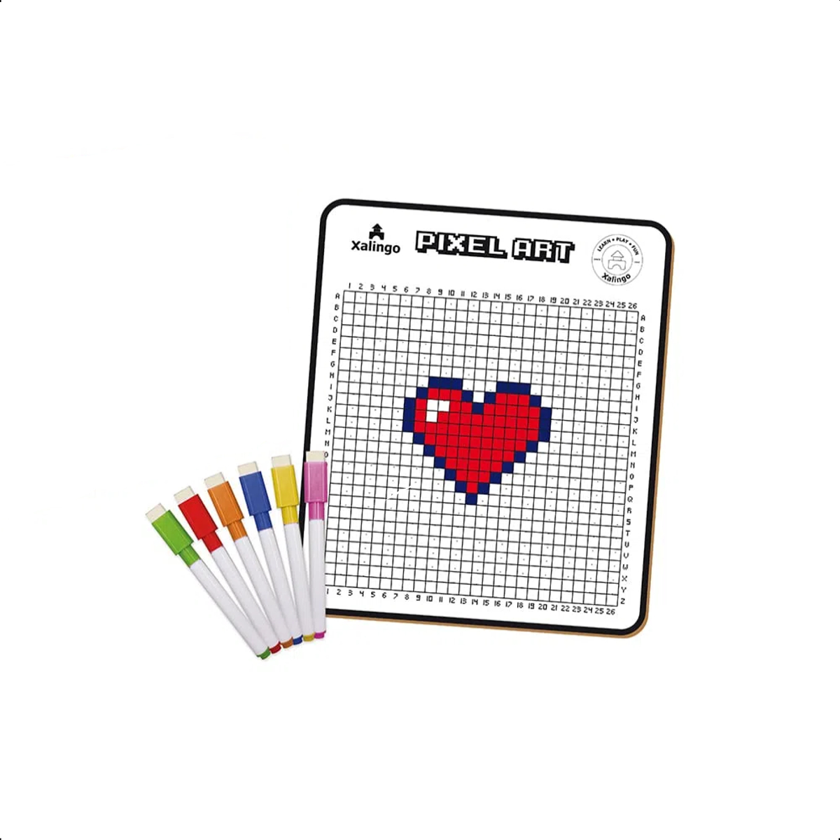 Quadro Pixel Art para Colorir com 6 Canetas a Partir de 3 Anos TDAH Xalingo - 51165