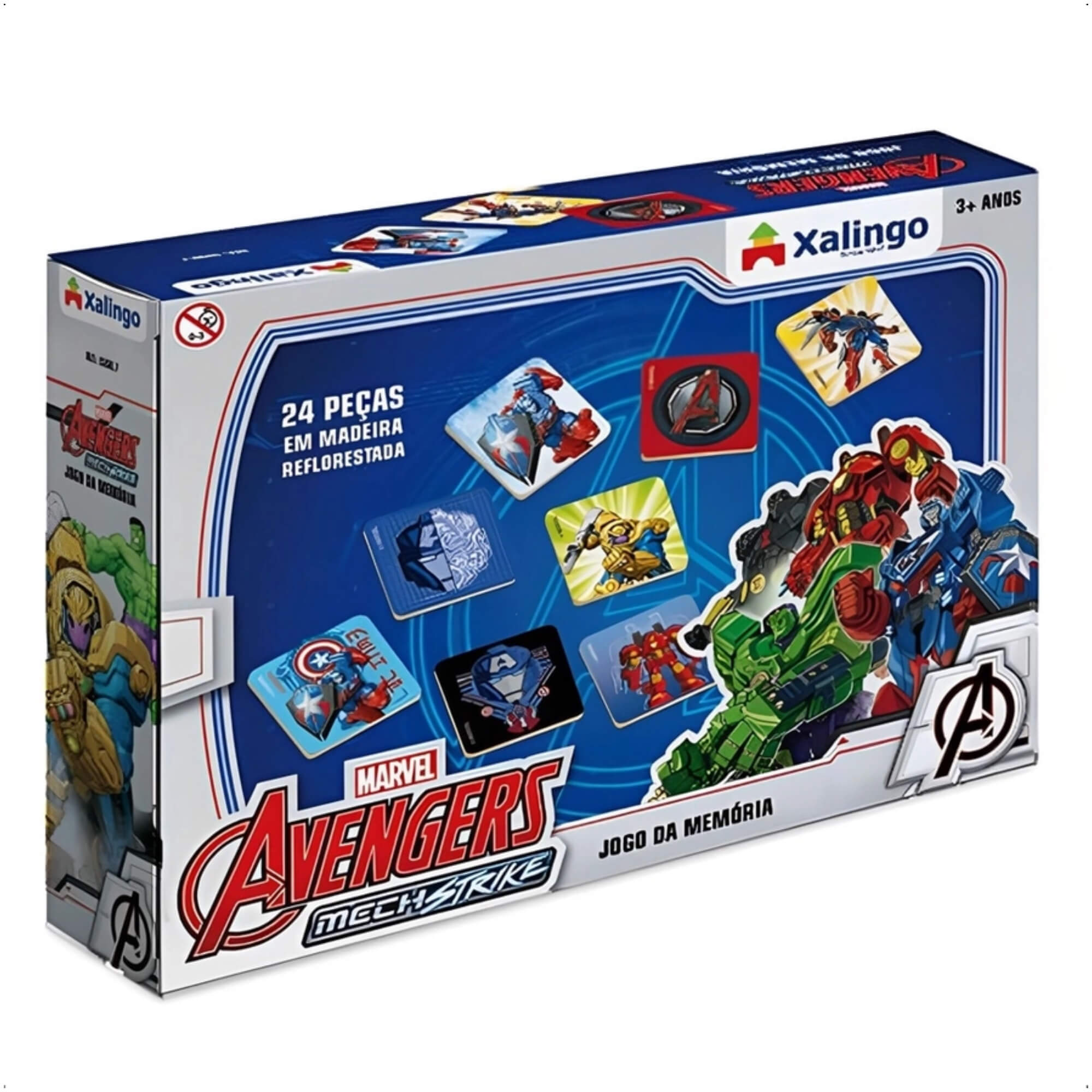 Jogo Da Memória Infantil Avengers Mech Strike Raciocínio e Memorização 24 Peças +3 Anos Brinquedo Xalingo - 53987
