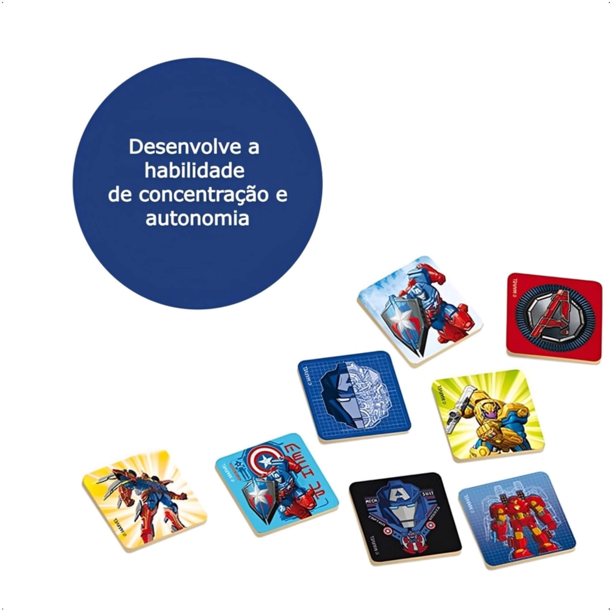 Jogo Da Memória Infantil Avengers Mech Strike Raciocínio e Memorização 24 Peças +3 Anos Brinquedo Xalingo - 53987