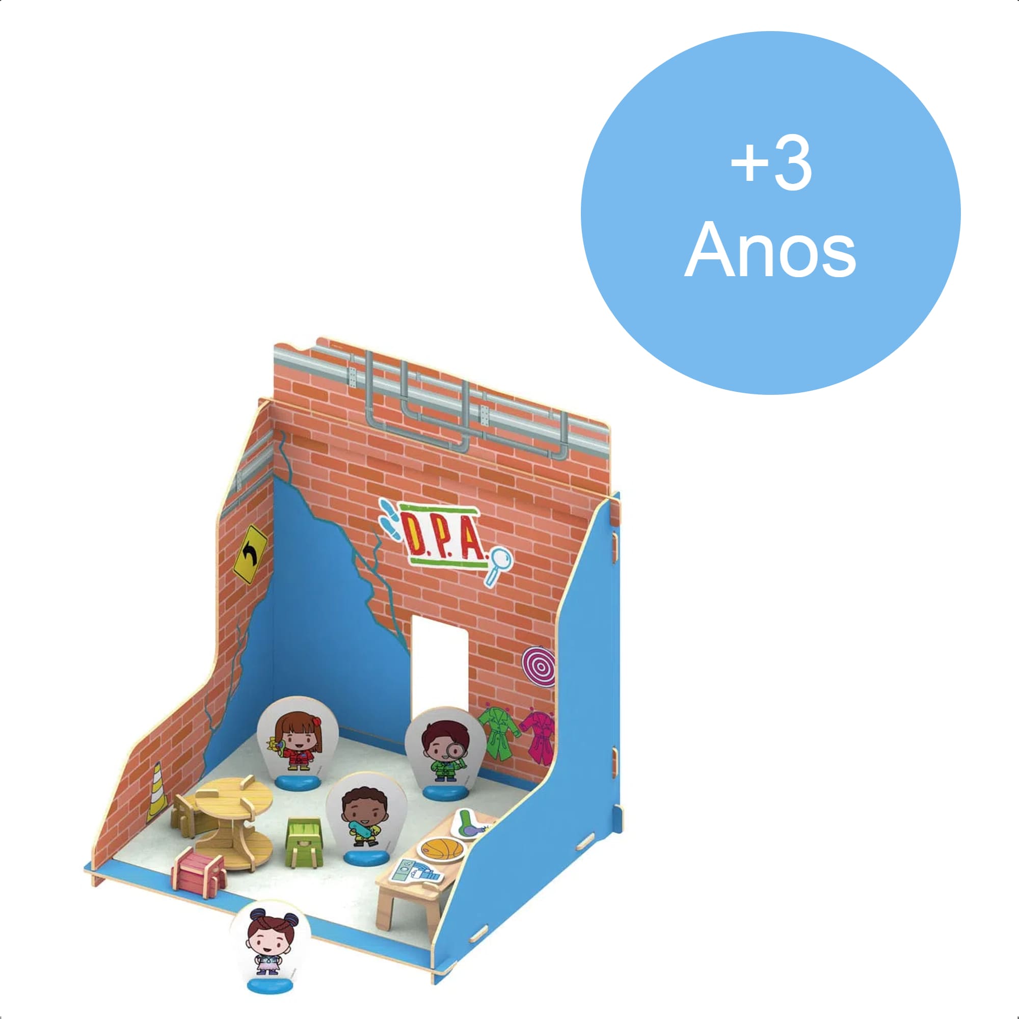 Quebra-Cabeça 3D Playset D.P.A Prédio Azul 41 Peças Madeira +3 Anos Brinquedo Xalingo -55098