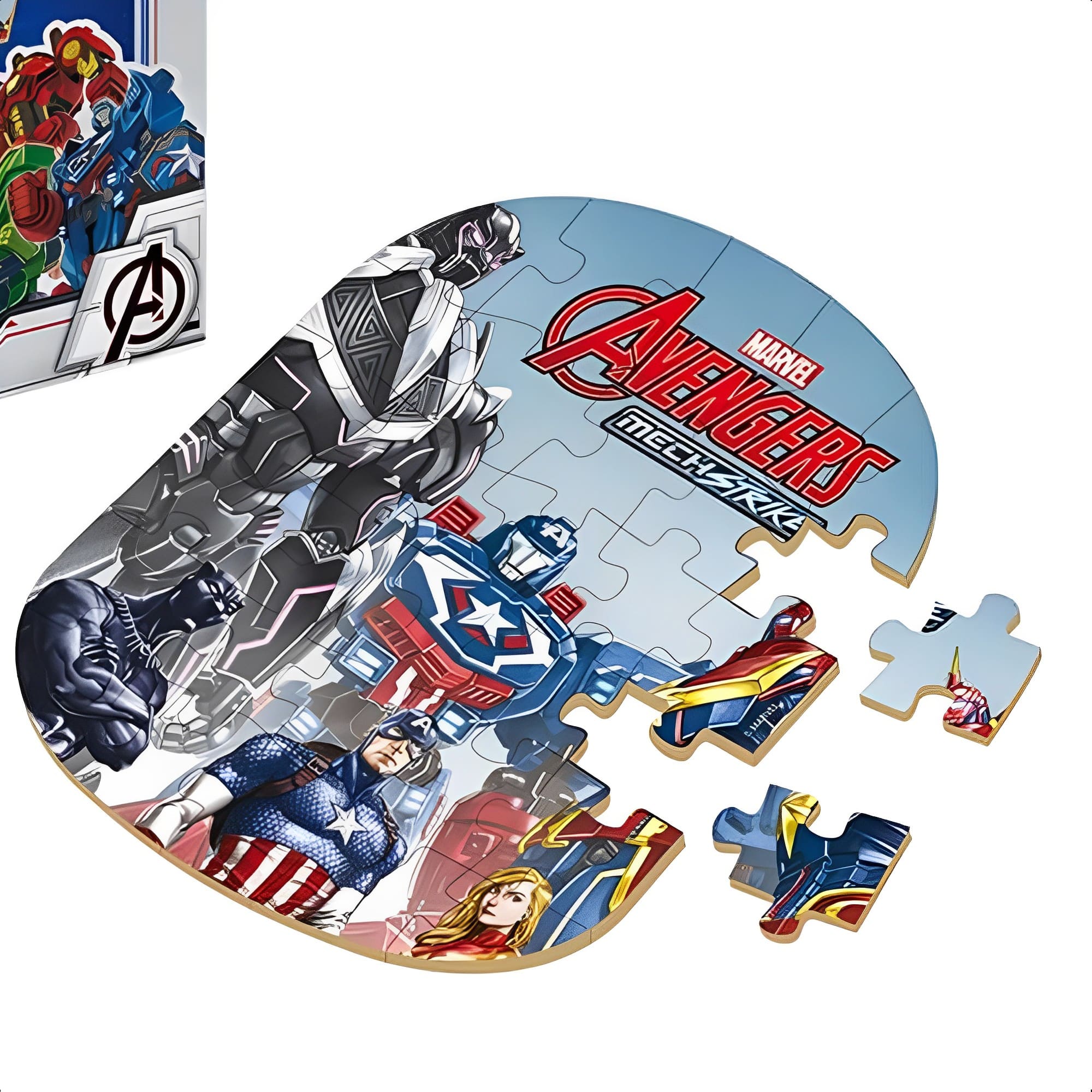 Quebra-Cabeça Infantil Avengers Mech Strike 30 Peças Em Madeira Reflorestada +4 Anos Xalingo-53998