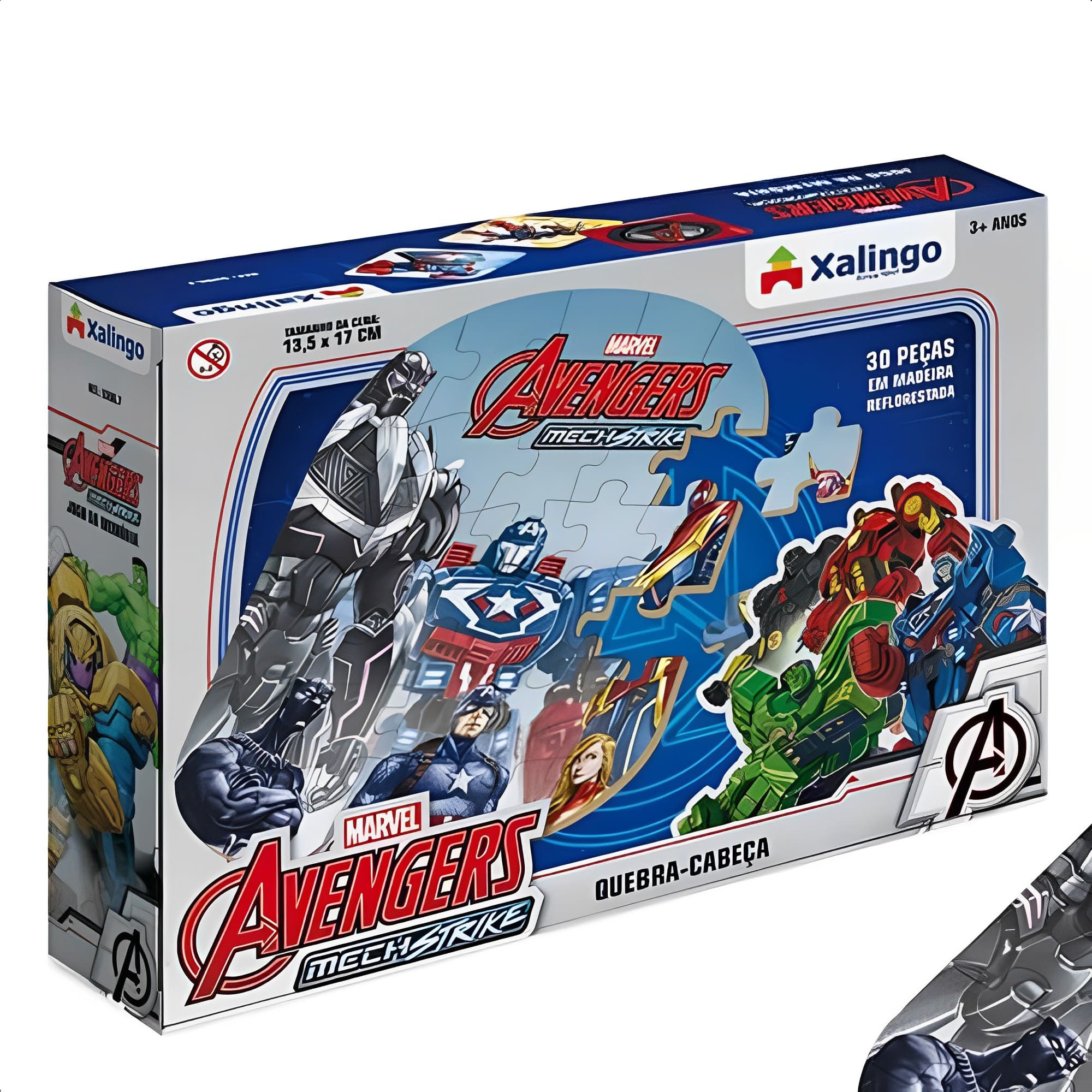 Quebra-Cabeça Infantil Avengers Mech Strike 30 Peças Em Madeira Reflorestada +4 Anos Xalingo-53998