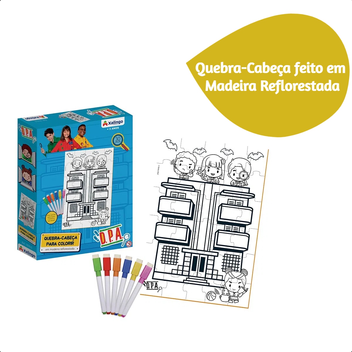 Quebra-cabeça Infantil para Colorir D.P.A. 30 Peças a Partir de 3 Anos Xalingo - 55165