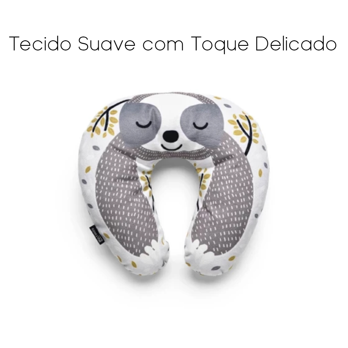 Almofada Protetora de Pescoço Para Bebê Safe Ride Preguiça Branco e Cinza - Multikids BB1154
