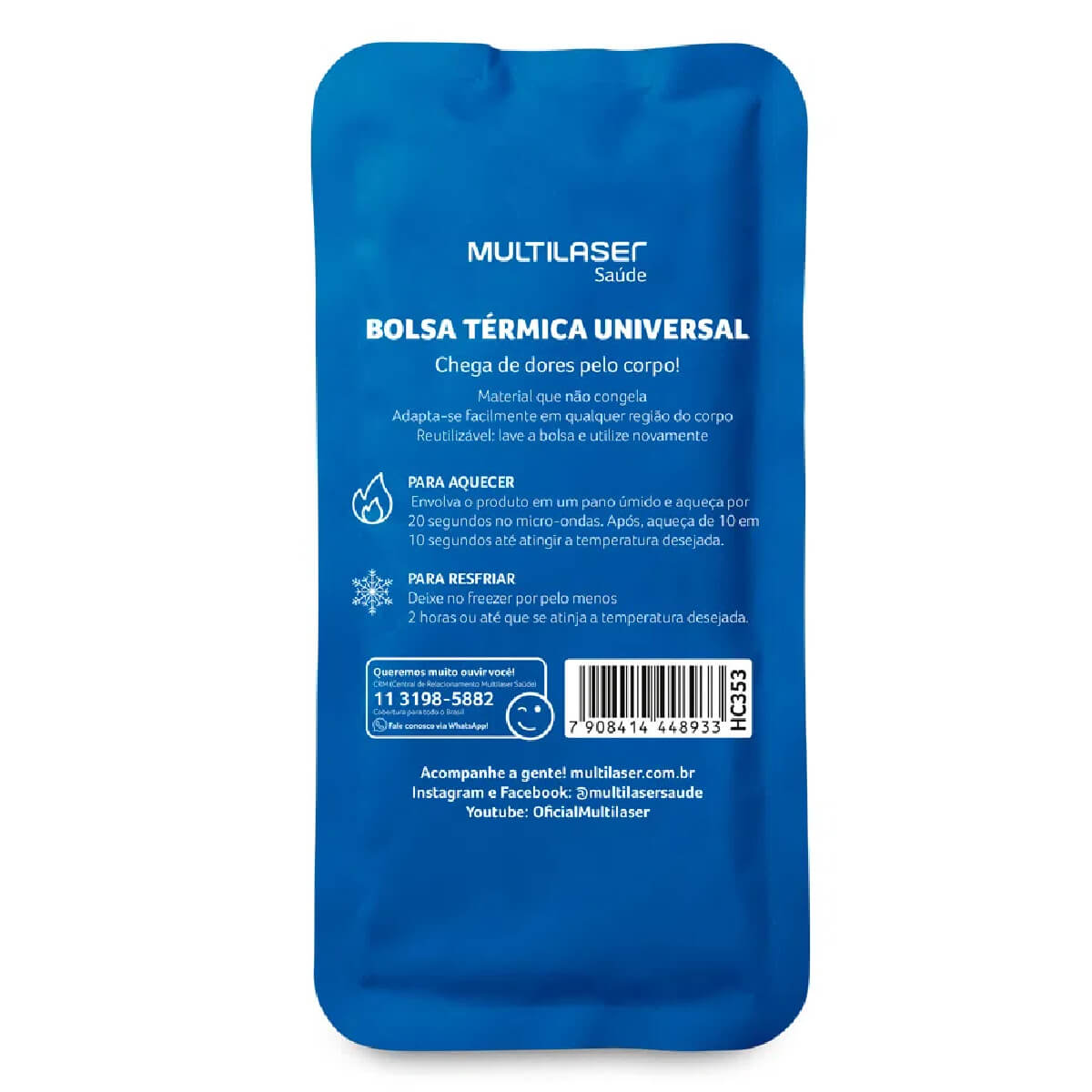 Bolsa Térmica De Gel Azul Esquenta e Congela Multilaser Saúde  HC353
