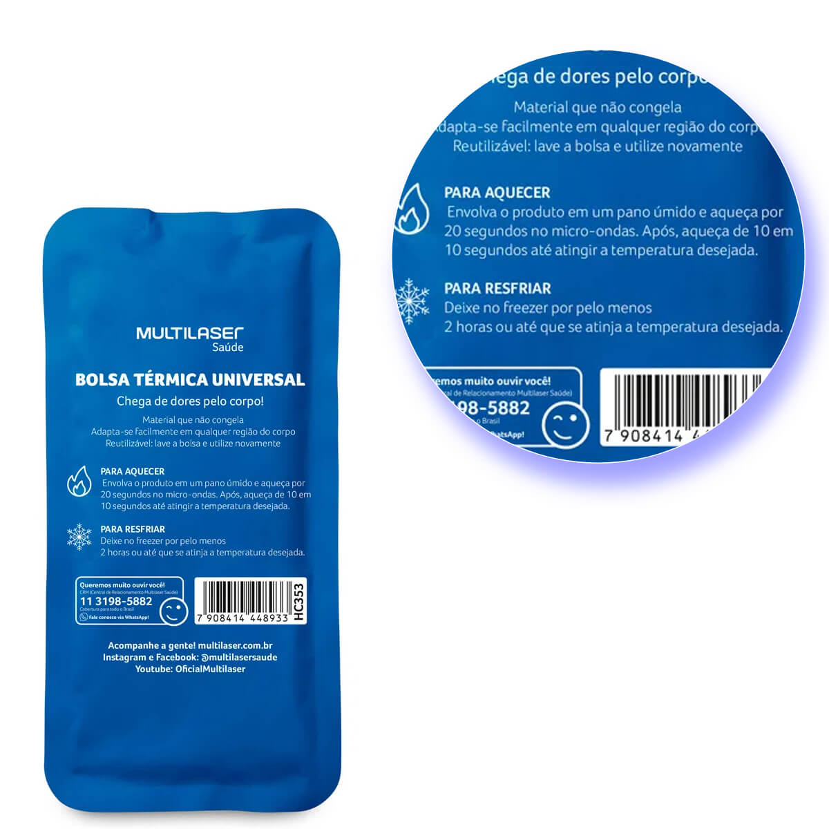 Bolsa Térmica De Gel Azul Esquenta e Congela Multilaser Saúde  HC353