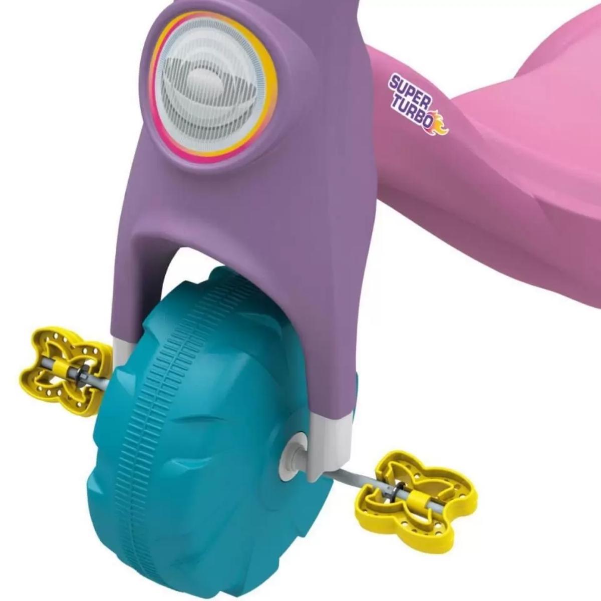 Triciclo Infantil Menina Tico Tico Super Turbo Rosa +24 Meses até 25Kg Xalingo - 07524