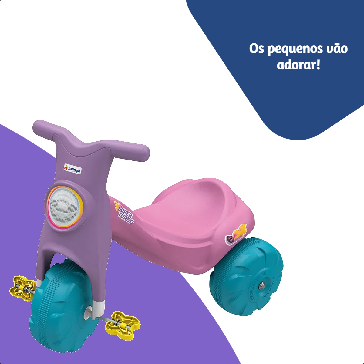 Triciclo Infantil Menina Tico Tico Super Turbo Rosa +24 Meses até 25Kg Xalingo - 07524