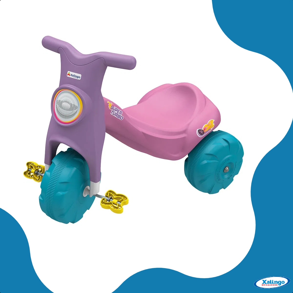 Triciclo Infantil Menina Tico Tico Super Turbo Rosa +24 Meses até 25Kg Xalingo - 07524