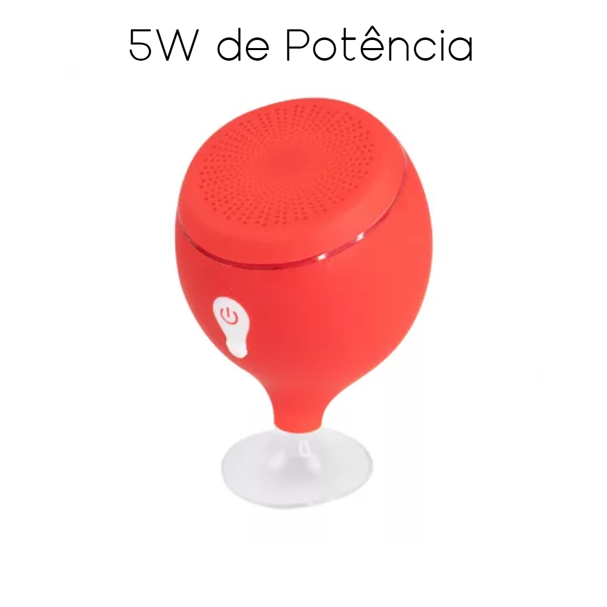 Caixa de Som Bluetooth Roadstar Crystal Vermelha 5W com Ventosa Resistente Contra Água IPX6