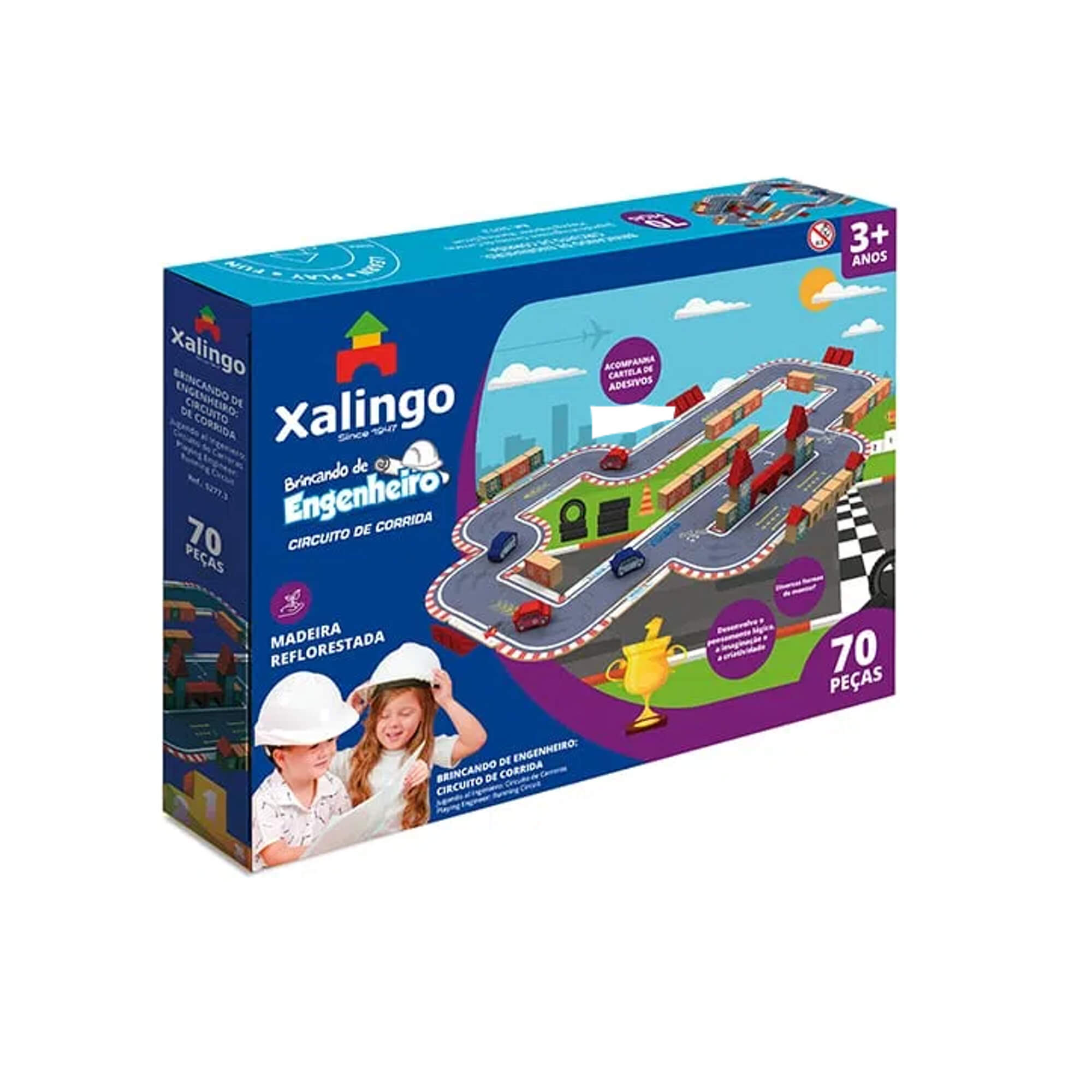 Brinquedo Brincando de Engenheiro Circuito de Corrida 70 Peças - Xalingo 52773