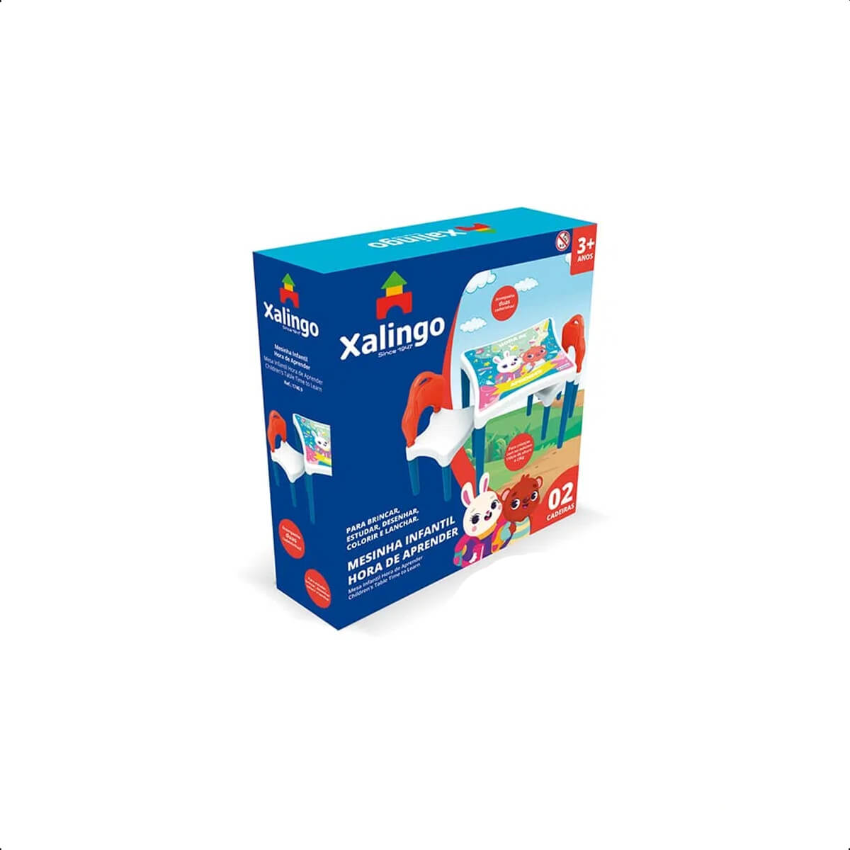 Mesinha Infantil Hora de Aprender com 2 Cadeirinhas até 18kgs +3 anos Xalingo - 17409